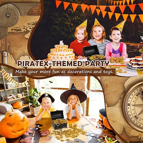 Miniatura 5 de Hanaive 800 monedas piratas de plástico, monedas del tesoro dorado, doblón español, moneda de juguete falsa de San Patricio para niños, juegos de