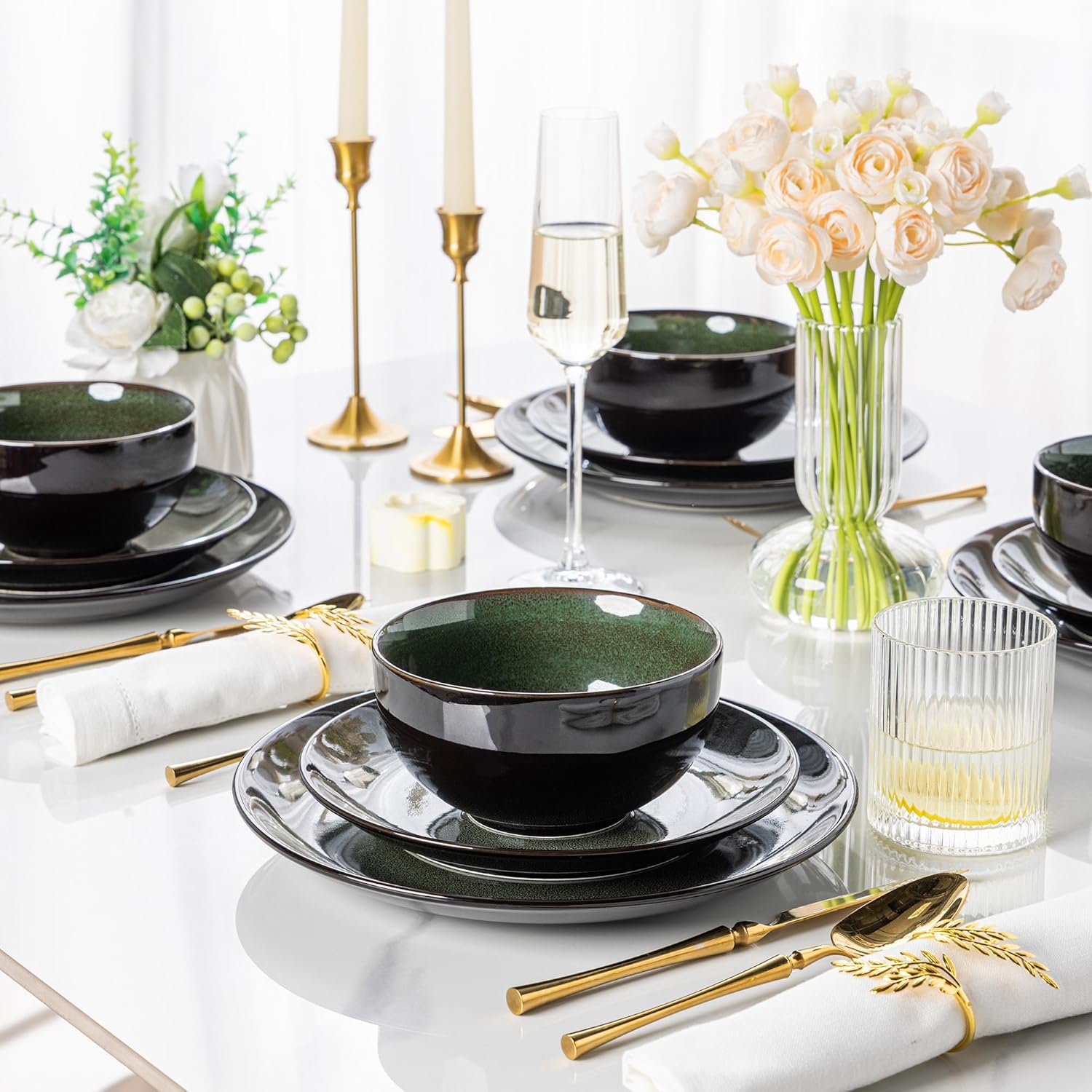 LERATIO Ceramic Dinner Plates Set of 6, 10.5 Inch Handmade Reactive Glaze Porcelain Plates, Coupe Shape Dinnerware Dishes Set for Kitchen,Oven& Microwave & Dishwasher Safe, Scratch Resistant-Green - Image 7