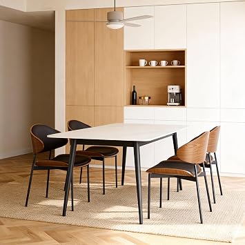 White Marble Sintered Stone Dining Table 160x80cm Carbon Steel