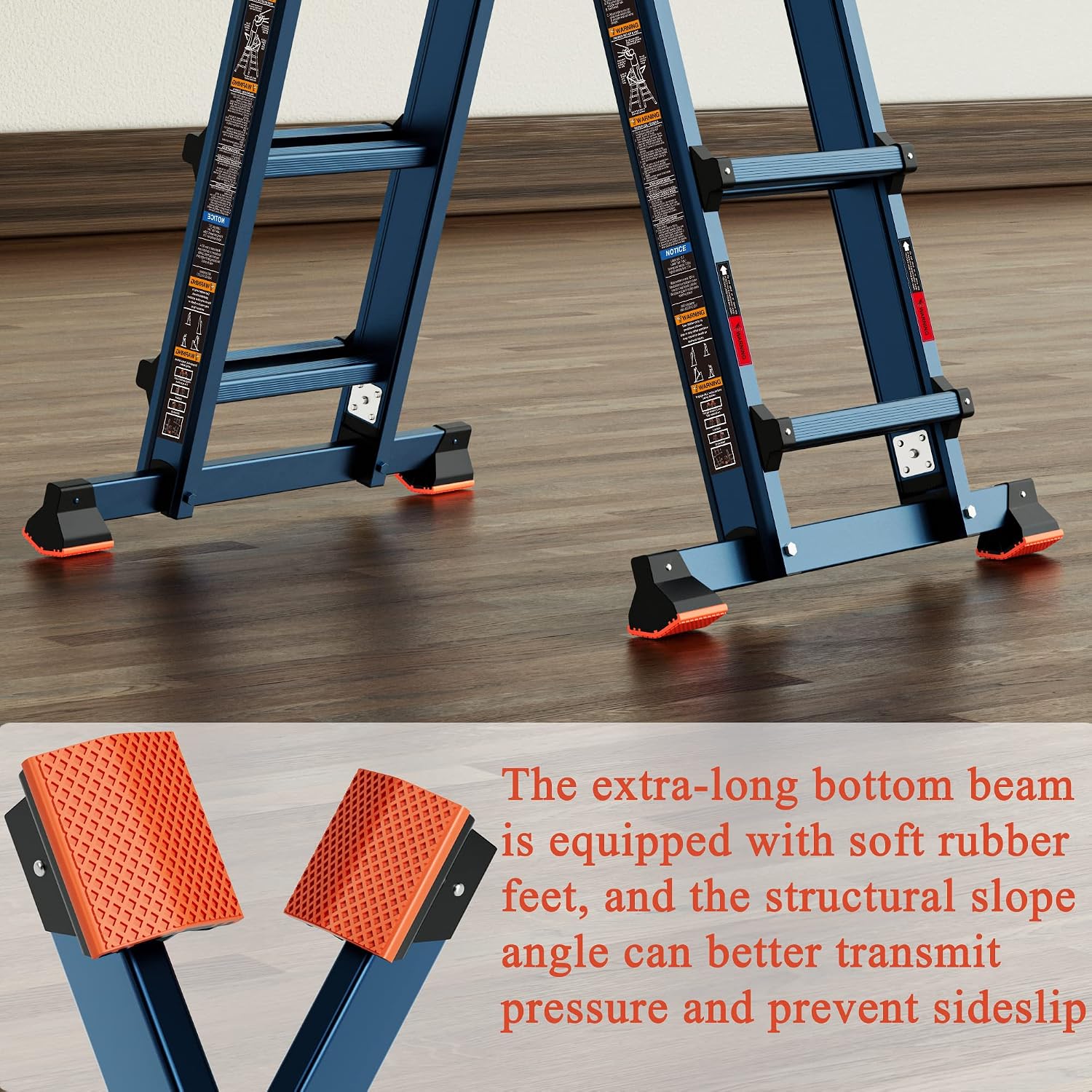 LANBITOU Ladder, A Frame 5 Step Ladder Extension, 17 Ft Anti-Slip Multi Position Ladder, Storage Folding Ladder, 330 lbs Security Load Telescoping Aluminum Ladders for Stairs Home Indoor Outdoor Roof