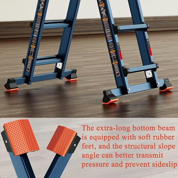 LANBITOU Ladder A Frame Extension 17Ft Multi Position for Home 330lbs