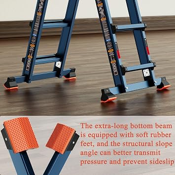LANBITOU Ladder A Frame Extension 17Ft Multi Position for Home 330lbs
