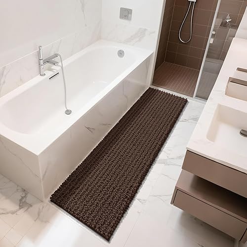 Miniatura 630 de Yimobra - Tapete de baño largo de felpilla, grande de 55.1 x 24 pulgadas, microfibra gruesa, absorbente, extrasuave, antideslizante, peludo, lavable