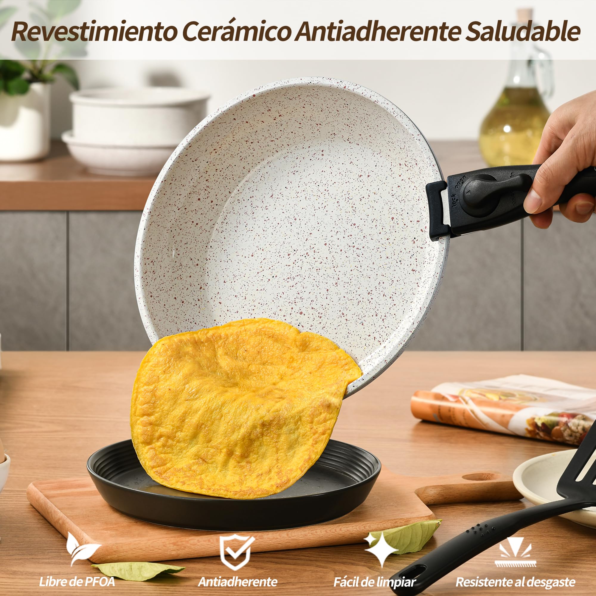 Juego de Ollas y Sartenes 23 Piezas Inducción, Batería de Cocina sin PFOA