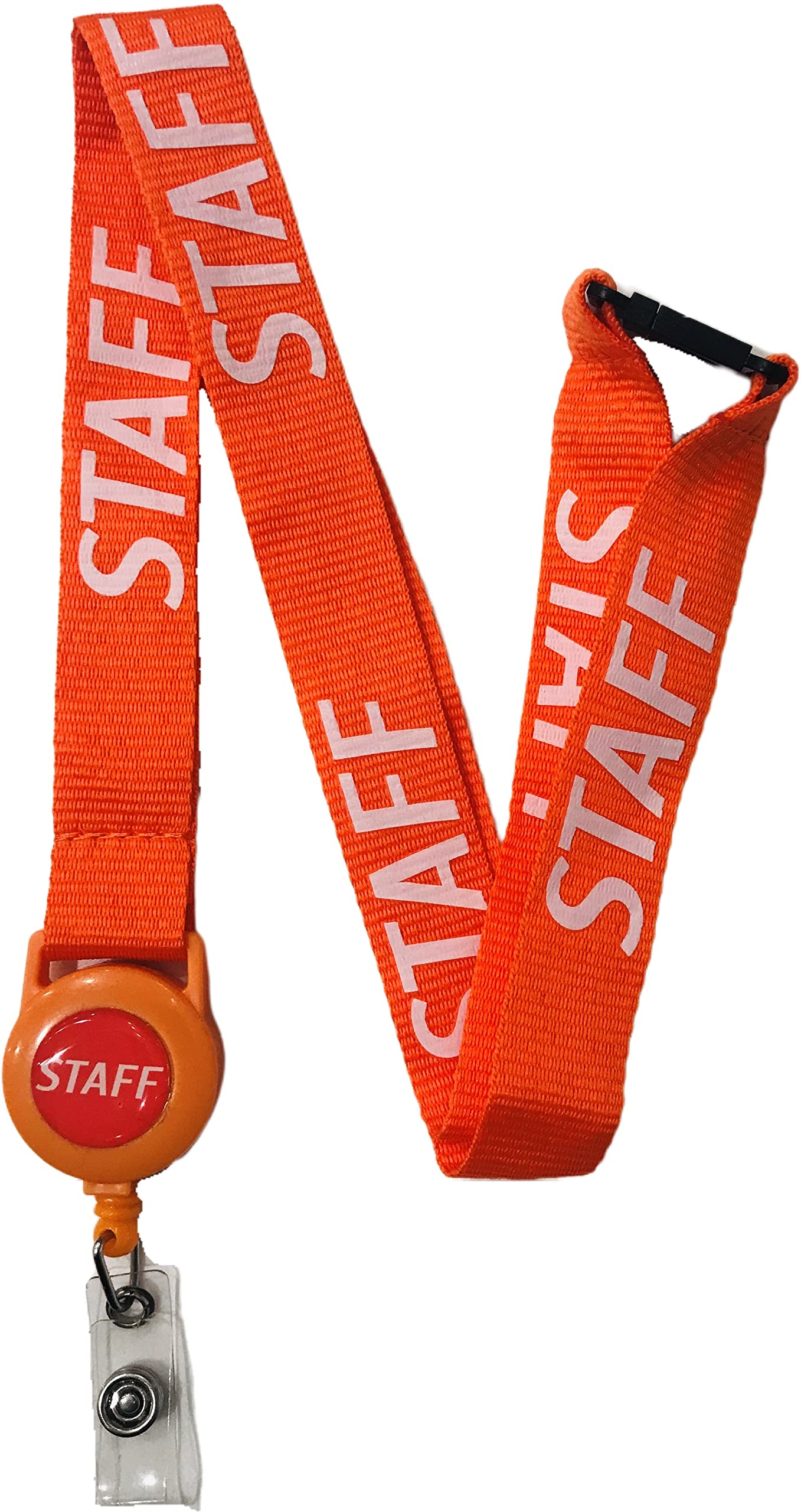 20mm Colourful Staff Printed Badge Reel Lanyard with Safety Breakaway (Orange, 10 Lanyards)