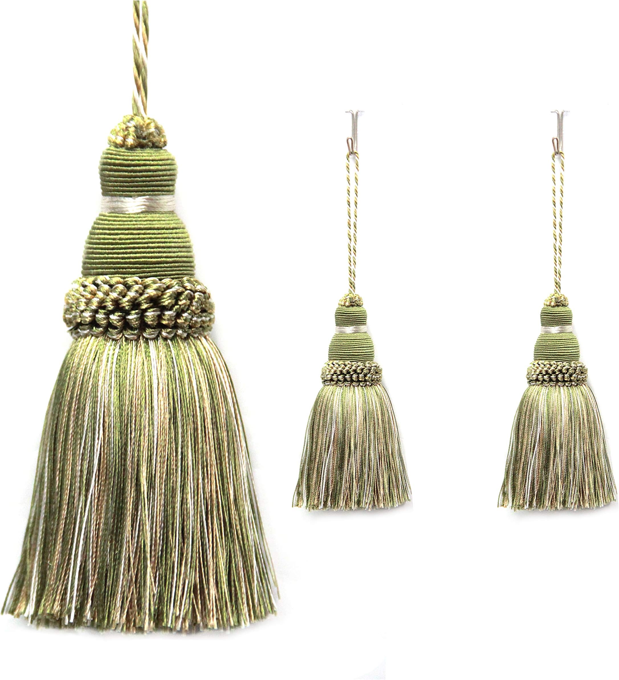 Fenghuangwu Colorful Tassel Key Tassel DIY Accessories for Curtain and Home Decoration-Mix green-2PCS
