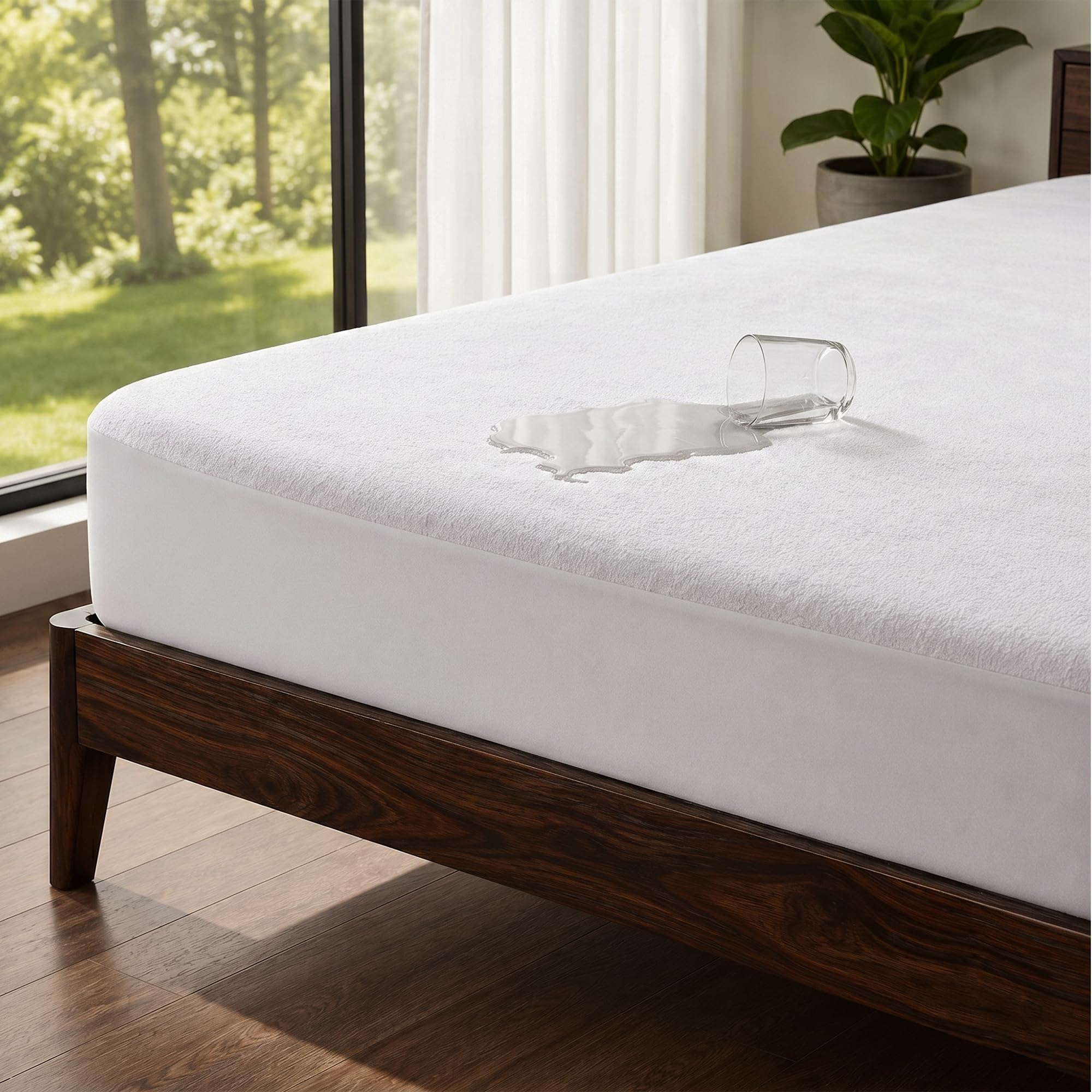 OYO BABY Waterproof Elastic Fitted Mattress Protector King Size 72 x 84 Inch Ultra Soft Cotton Feel Bed Sheet Terry Cover 6 x 7 Feet White