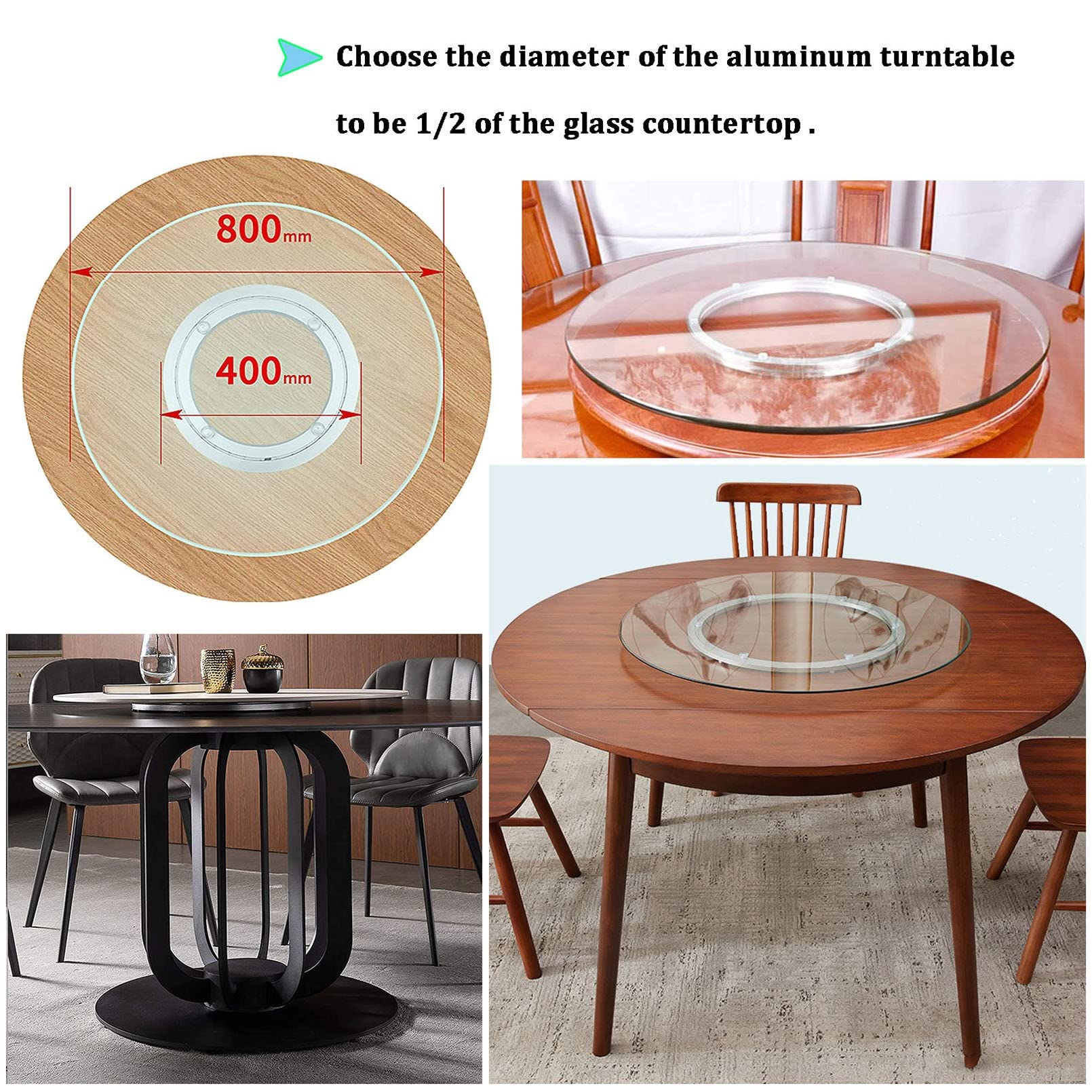 Plato Giratorio Lazy Susan De Aleación De Aluminio 16 Pulgadas - Base Antideslizante, 360° Suave, Para Cocina Y Mesa