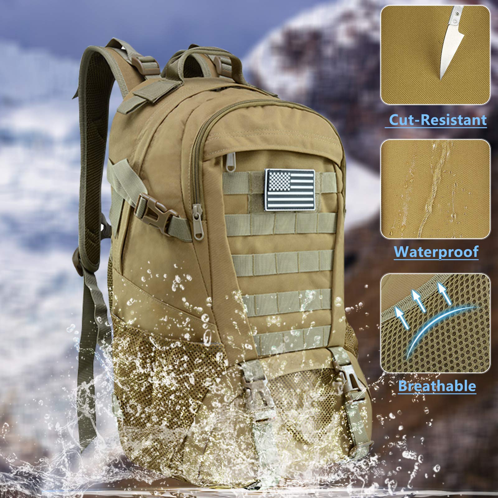 Jueachy Military Tactical Backpack 30L Army Assult Camouflage Hunting Rucksack Molle 3 Day Large Rucking Backpack for Outdoor Sports Trekking Hiking Travel Camping - Image 2