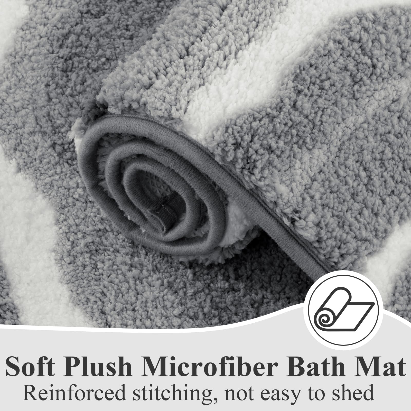 Enyhom Juego de 3 Alfombrillas de Baño Antideslizante, Alfombra Baño de Microfibra Super Absorbente Lujosos, Tapete Casa de Banho Suave y Cómoda, Lavables a Máquina, Alfombras para Baño, Aseo, Gris