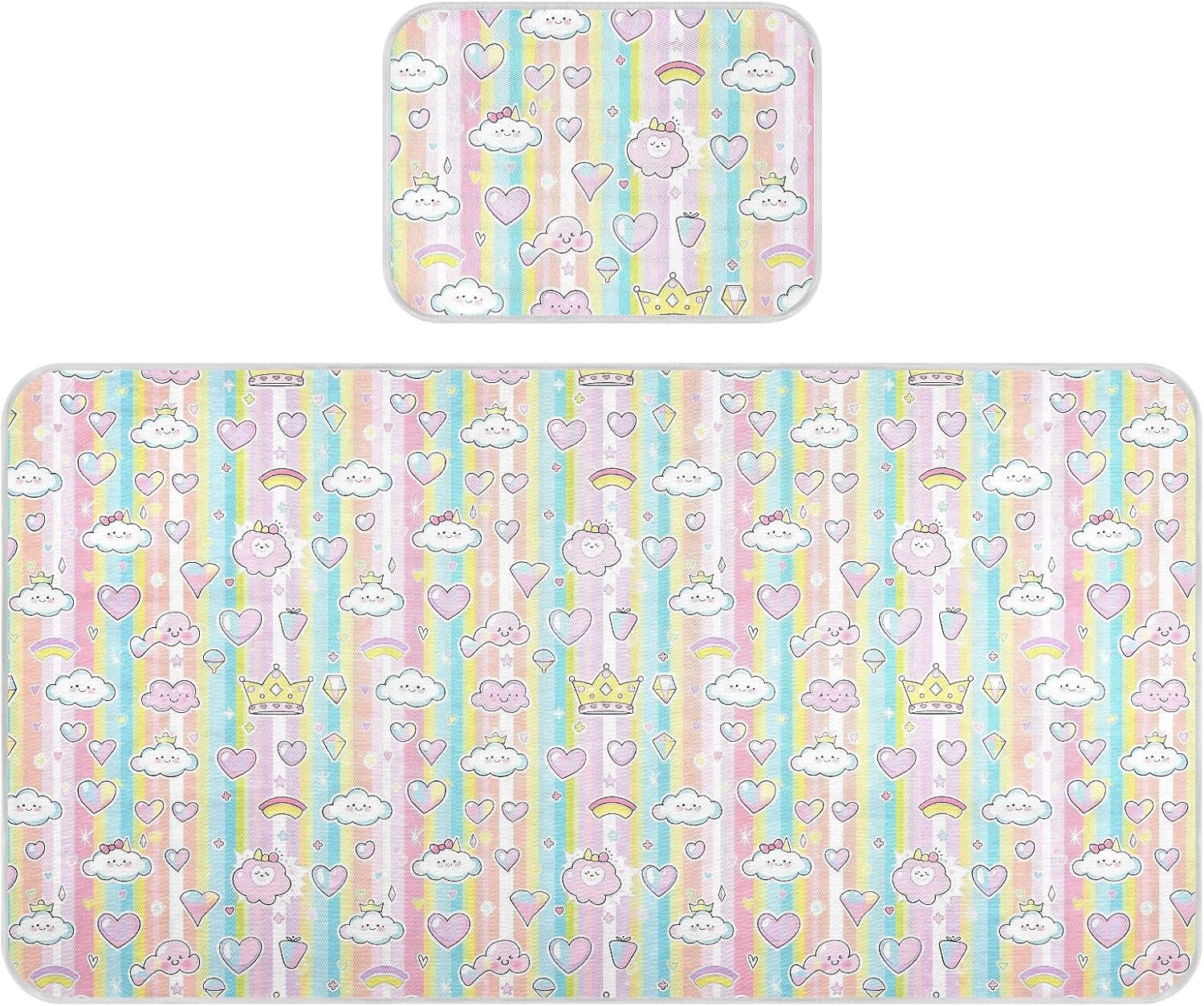 Cooling Baby Fitted Crib Mattress 28" x 52" Breathable Princess Dress Crown Cartoon Pads for Kids for Kids, Adult
