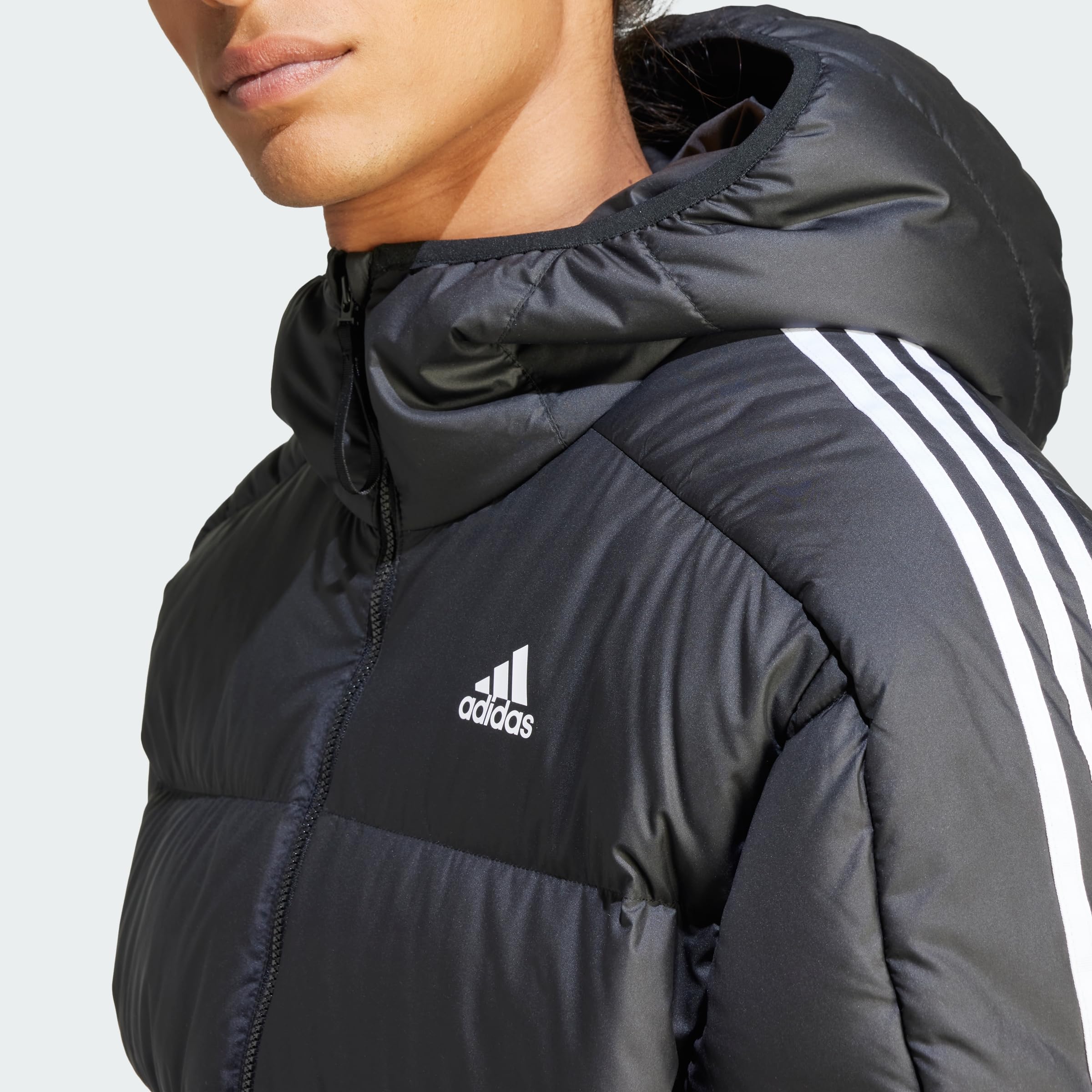 adidas Essentials Midweight Down Hooded Stripes Jacket Piumino Uomo (Pacco da 1)