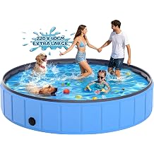 Instraella Dog Paddling Pool, 220 x 40cm Extra Large Paddling Pool for Dogs & Kids, Upgrade Thickened Dog Paddling Pool, Foldable Pet Swimming Pool, Portable Dog Bath Tub for Large, Medium Dogs & Pets