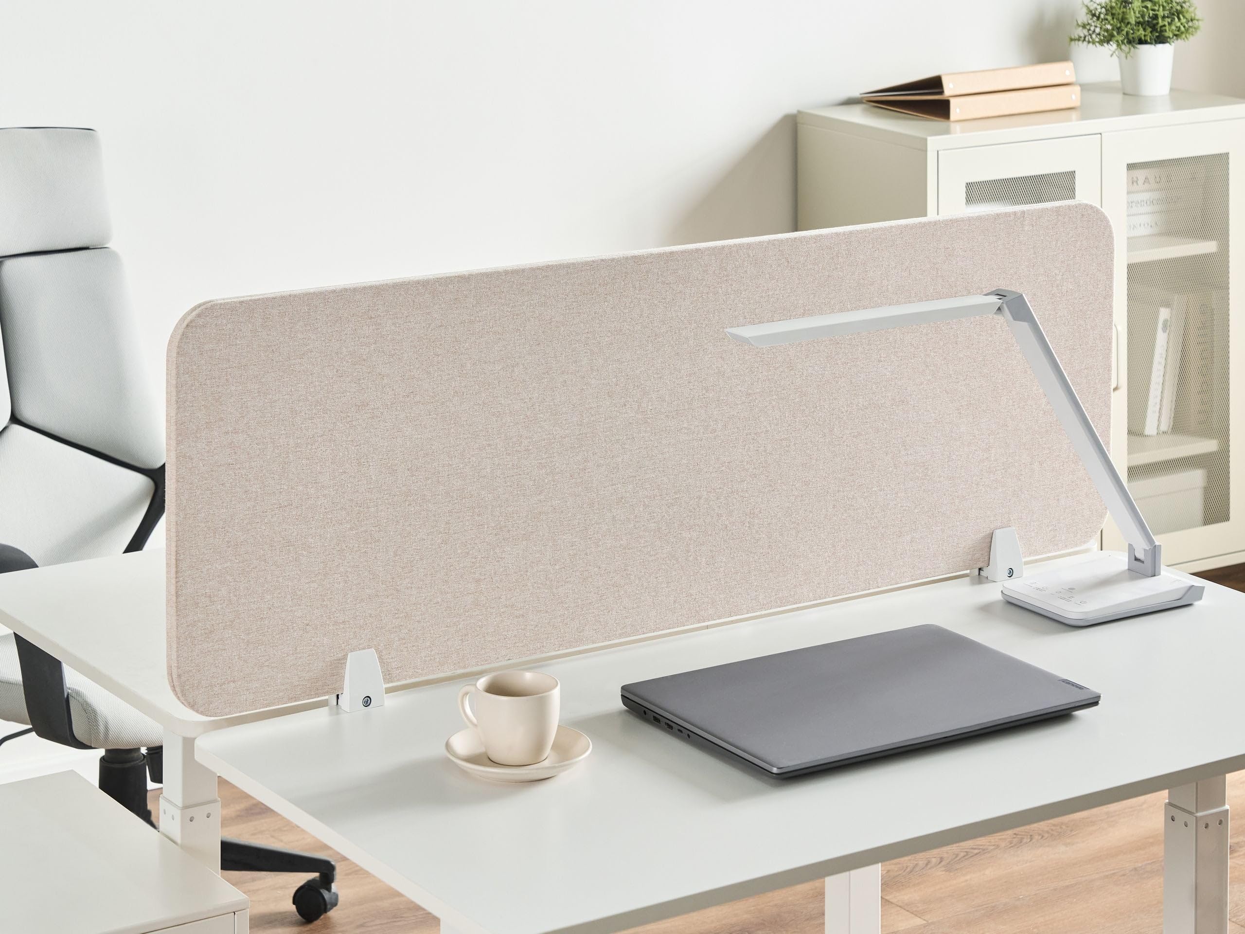 Beliani Panneau de Bureau Acoustique en Feutre Pet Tissu 120 x 40 cm Beige Wally