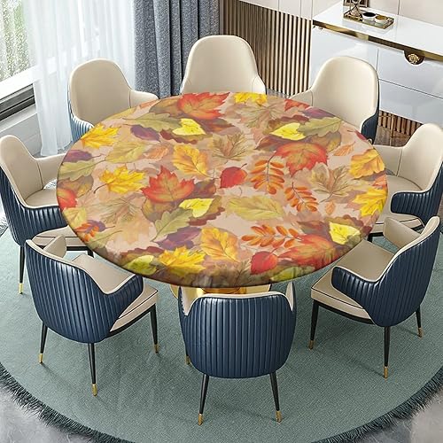 Miniatura 2 de JUNTAIY Mantel redondo ajustable con hojas de arce otoñal, borde elástico, para exteriores e interiores, picnic, patio, decoración de fiesta de
