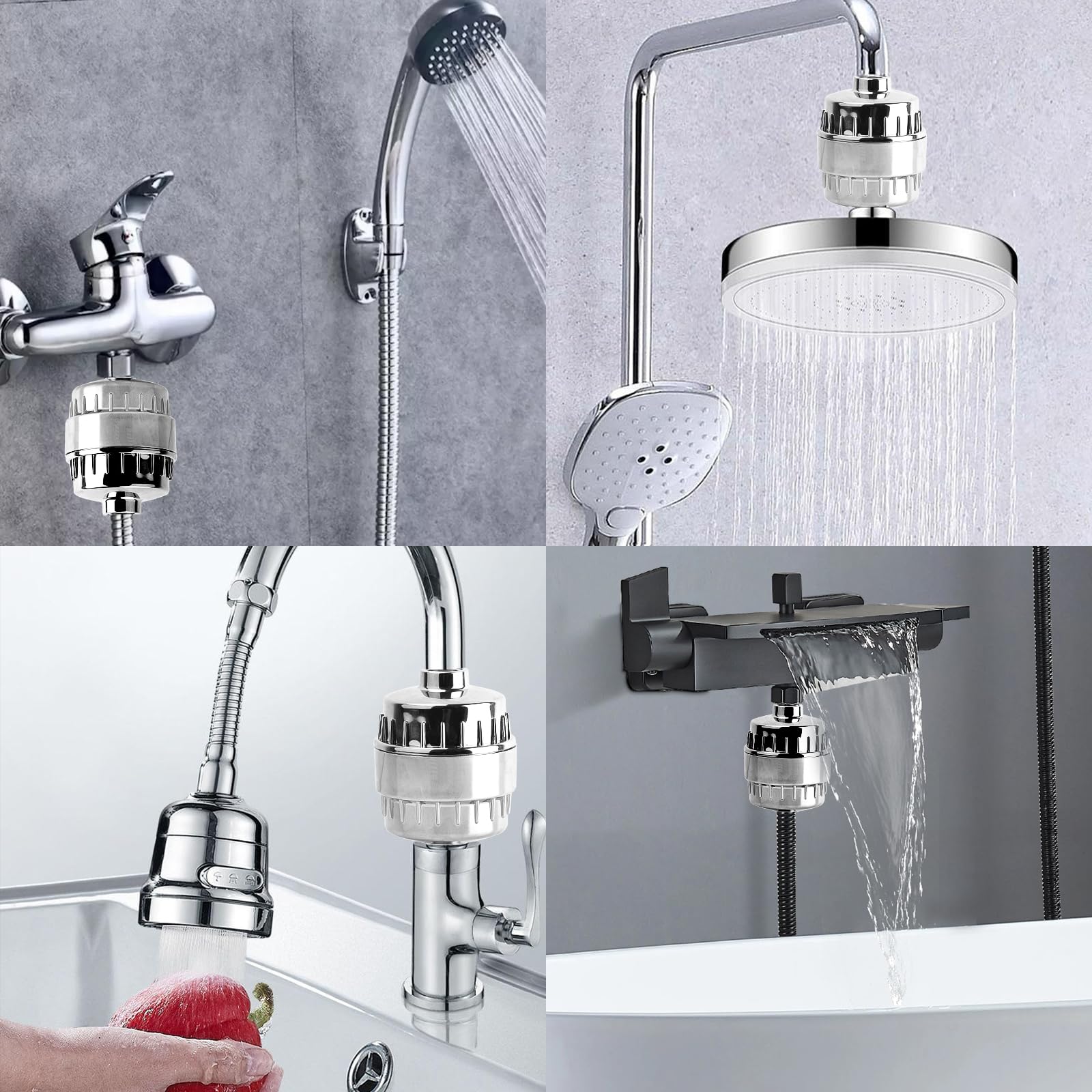 ffiltro doccia per acqua dura, filtro per soffione doccia a 34 stadi con 2 cartucce sostituibili, filtro per acqua doccia a più stadi per rimuovere cloro, metalli pesanti e altri depositi