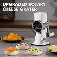 Vista 7 de Geedel Rotary Cheese Grater - Upgraded Vegetable Shredder with 4 Interchangeable Blades, Easy to Clean Cheese Shredder with Handle, Kitchen Grater