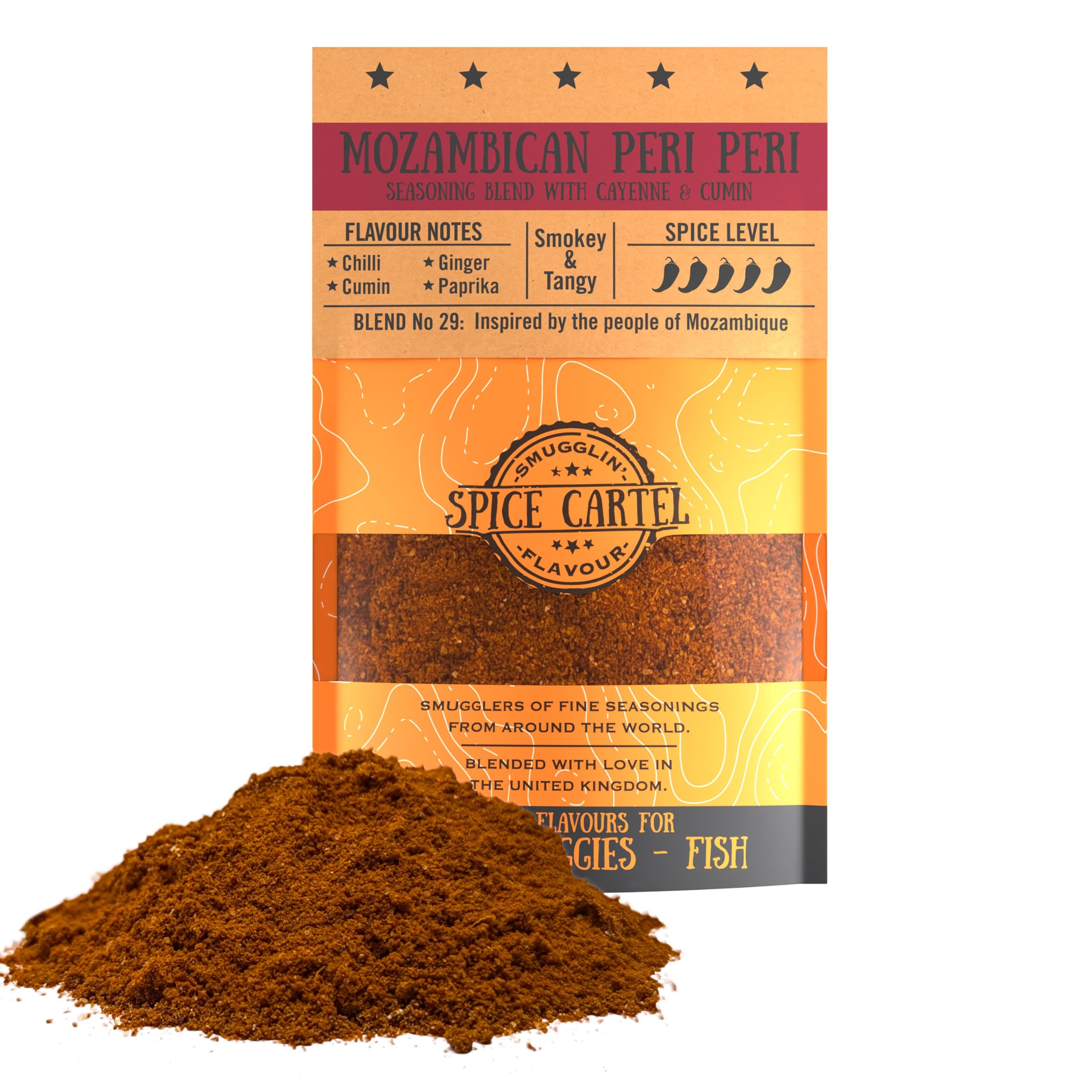 Spice Cartel's Mozambican Peri Peri.Seasoning Blend In Tribute To The Fiery Original Peri Peri From Mozambique. 35g Resealable Pack Seasons 1kg+ Of Protein. Premium UK Hand Blended.