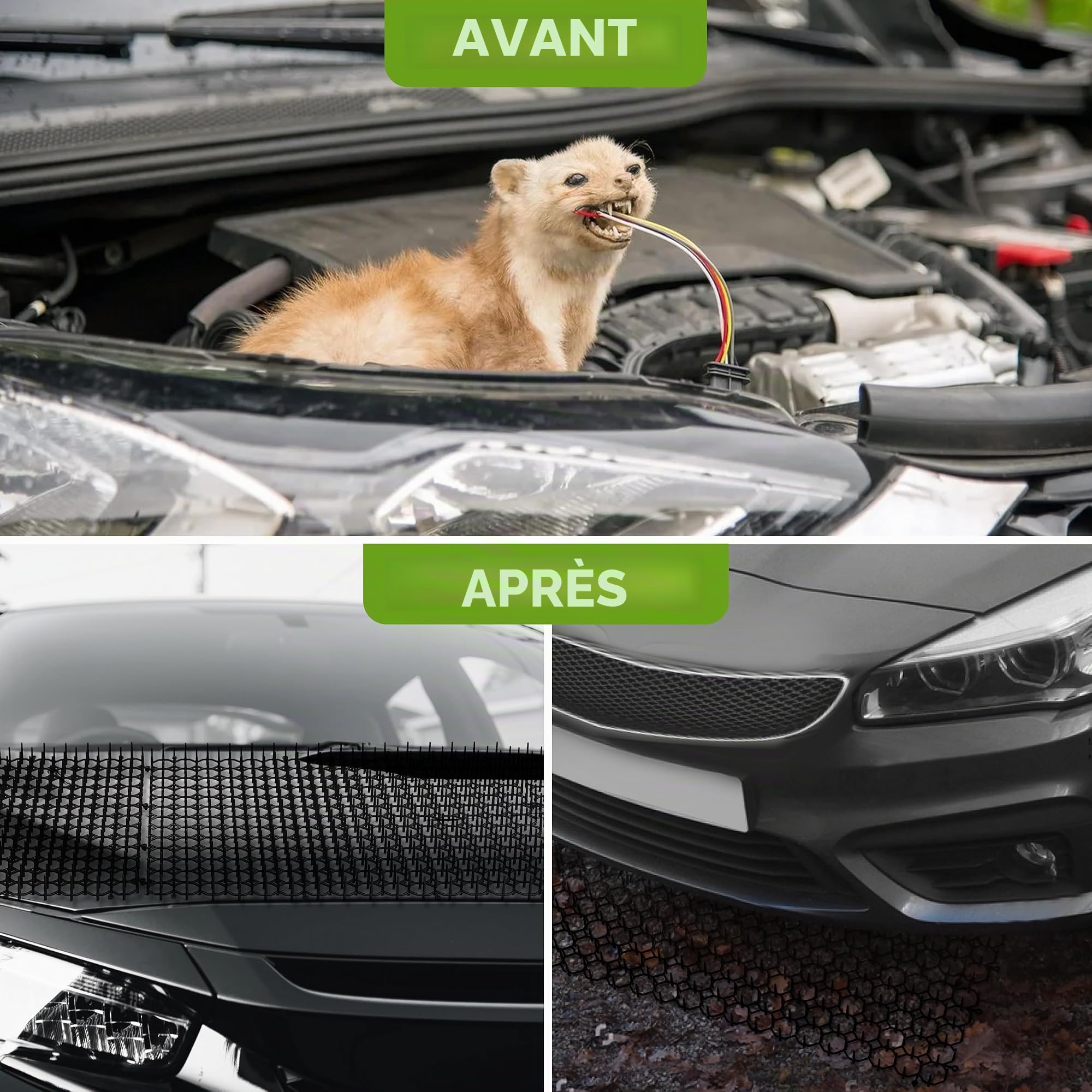 ISOTRONIC Tapis Anti-épines Contre Chats, martres et Chiens – Protection pour Jardin, Arbres, Maison et Voiture – Grillage Anti-griffures modulable – Surface 1,5 m² – Lot de 24 pièces Robustes