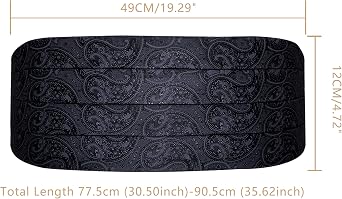 YOHOWA Men Cummerbund Bow Tie Set Silk Paisley Formal Pre-Tied Bowtie Pocket Square Cufflinks Wedding Party Prom