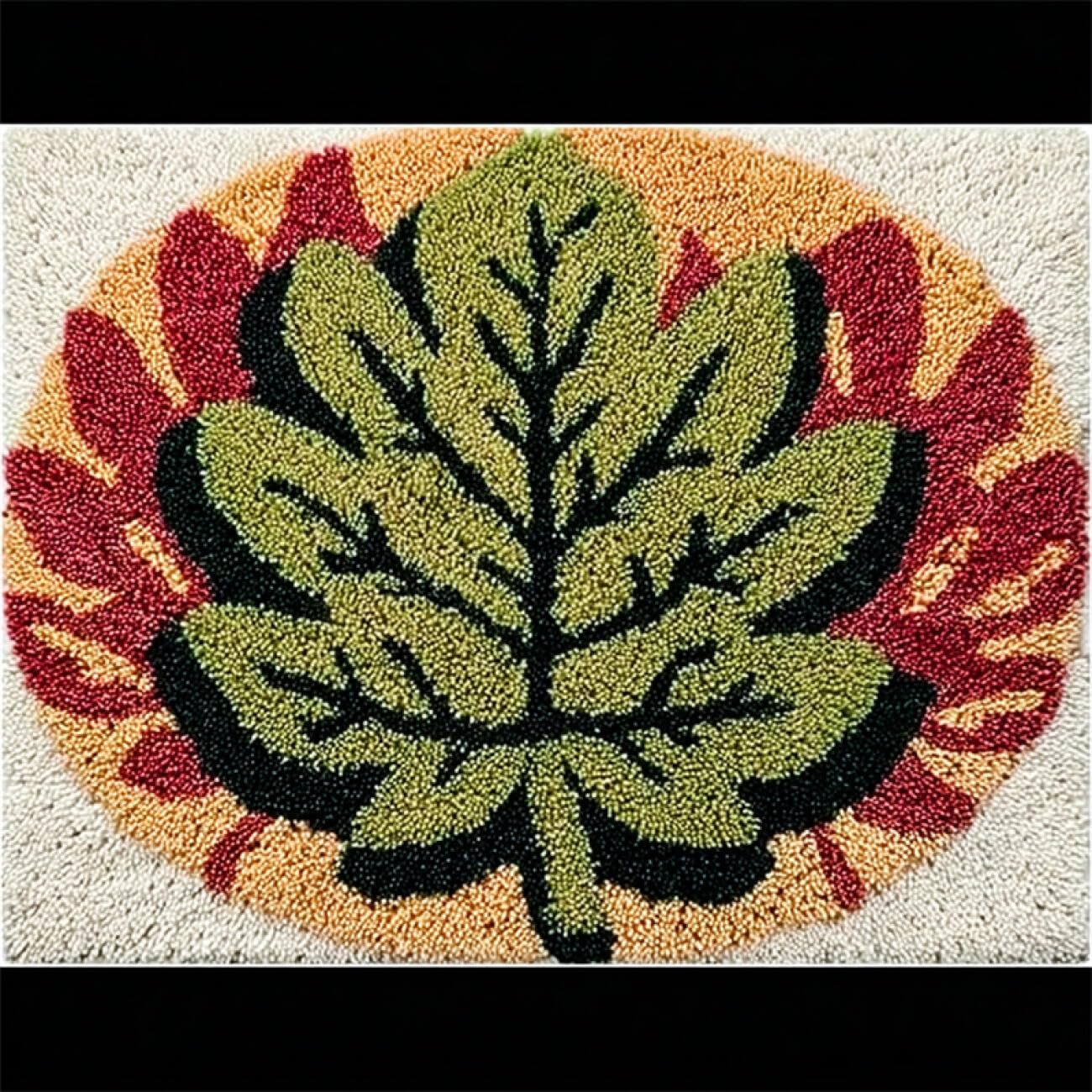 AxiangziK DIY Latch Hook Rugs Kits Cartoon Leaves DIY Rug Making Kits for Aldult Tapestry Set Embroidery Carpet Doormat Gift 39x55in