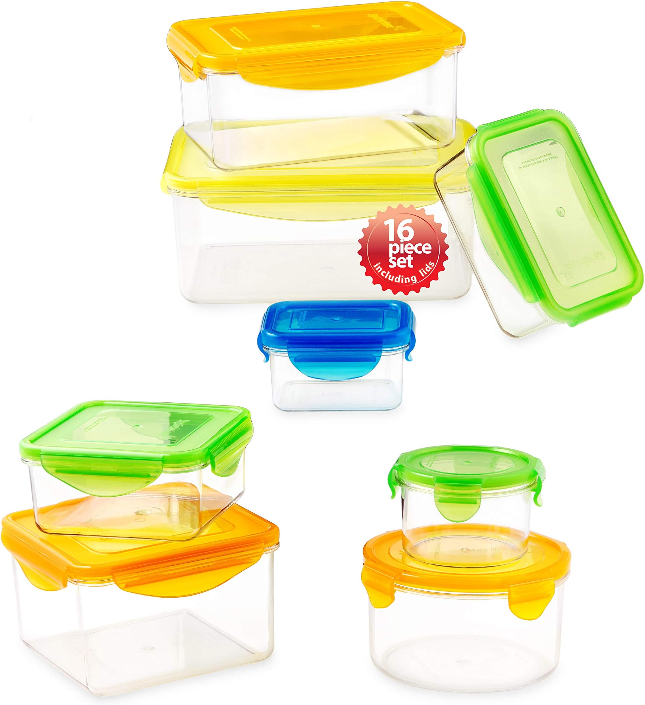 Eco Friendly Airtight Tight Titan Food Storage Container 16pc Set Nesting Design Durable Light Weight Shatter Resistance