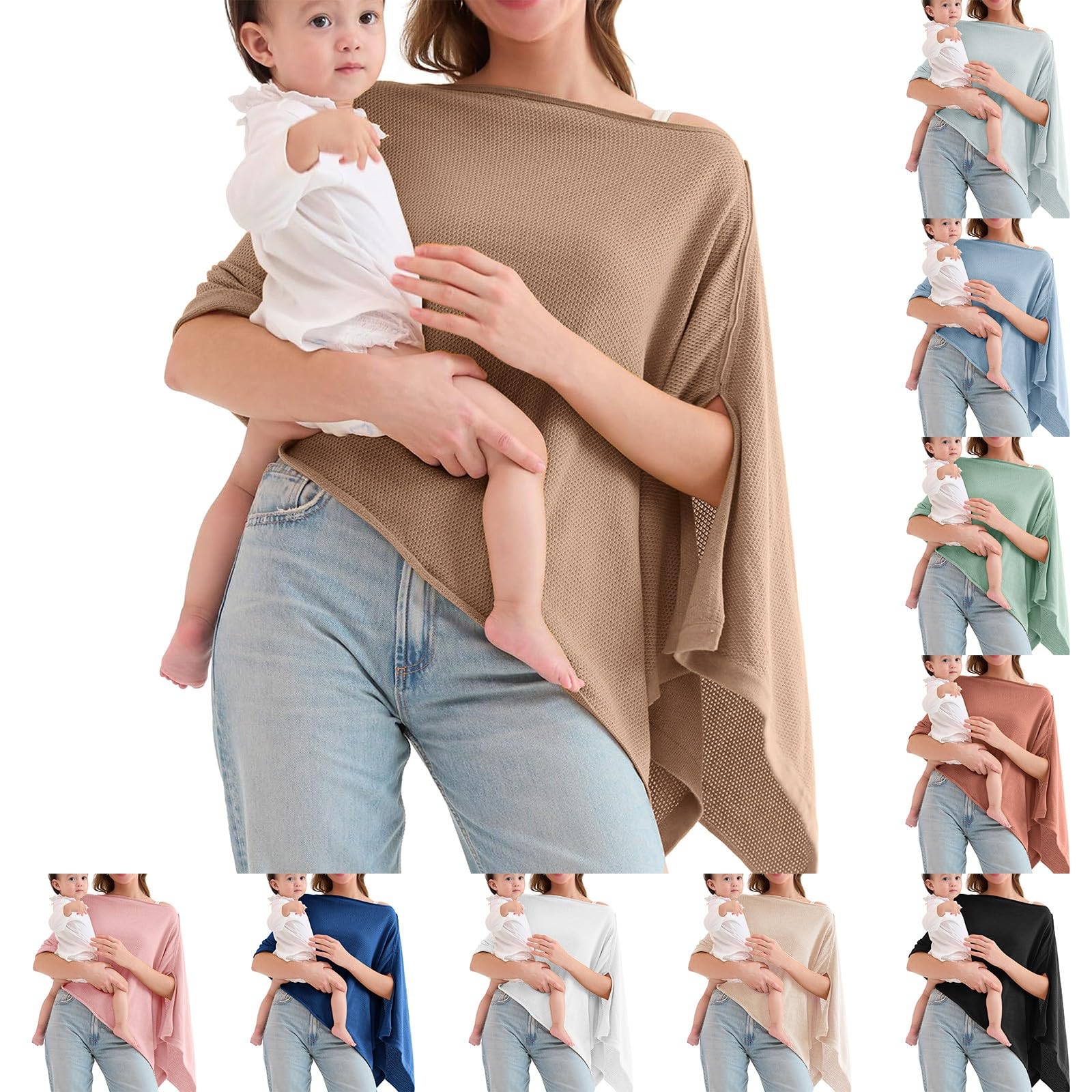 trendbris Nursing Shawl Breastfeeding, Nursing Cover For Baby Breastfeeding Breathable Shawls Solid Color Shawl Lightweight Nursing Cover Super Soft Comfortable Cover For Mum