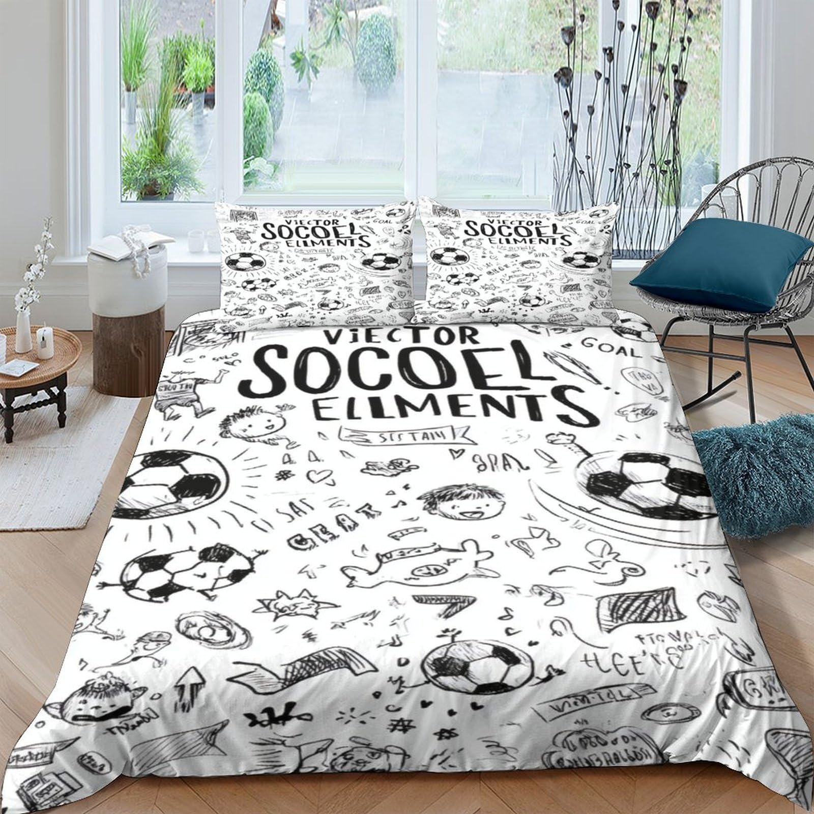 Ctjqhvkz Style-6 3D Printed Soccer Elements Fitted Sheet Microfiber Anti-Slip Football Pattern Mattress Cover For Bedroom Dorm Decor Single（135X200cm）