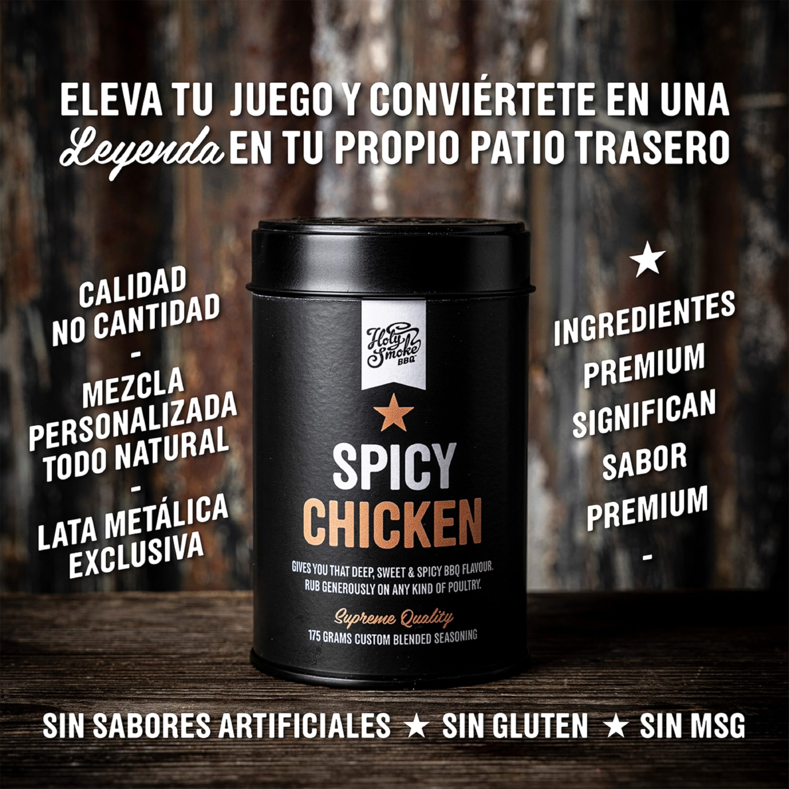 Spicy Chicken Rub Sazonador Especias Picantes para Barbacoa de Pollo Mezcla de Condimento Seco Marinada Seca pimientos para Carne y Bistec Cerdo Pavo Verdura sin gluten 175g - 3
