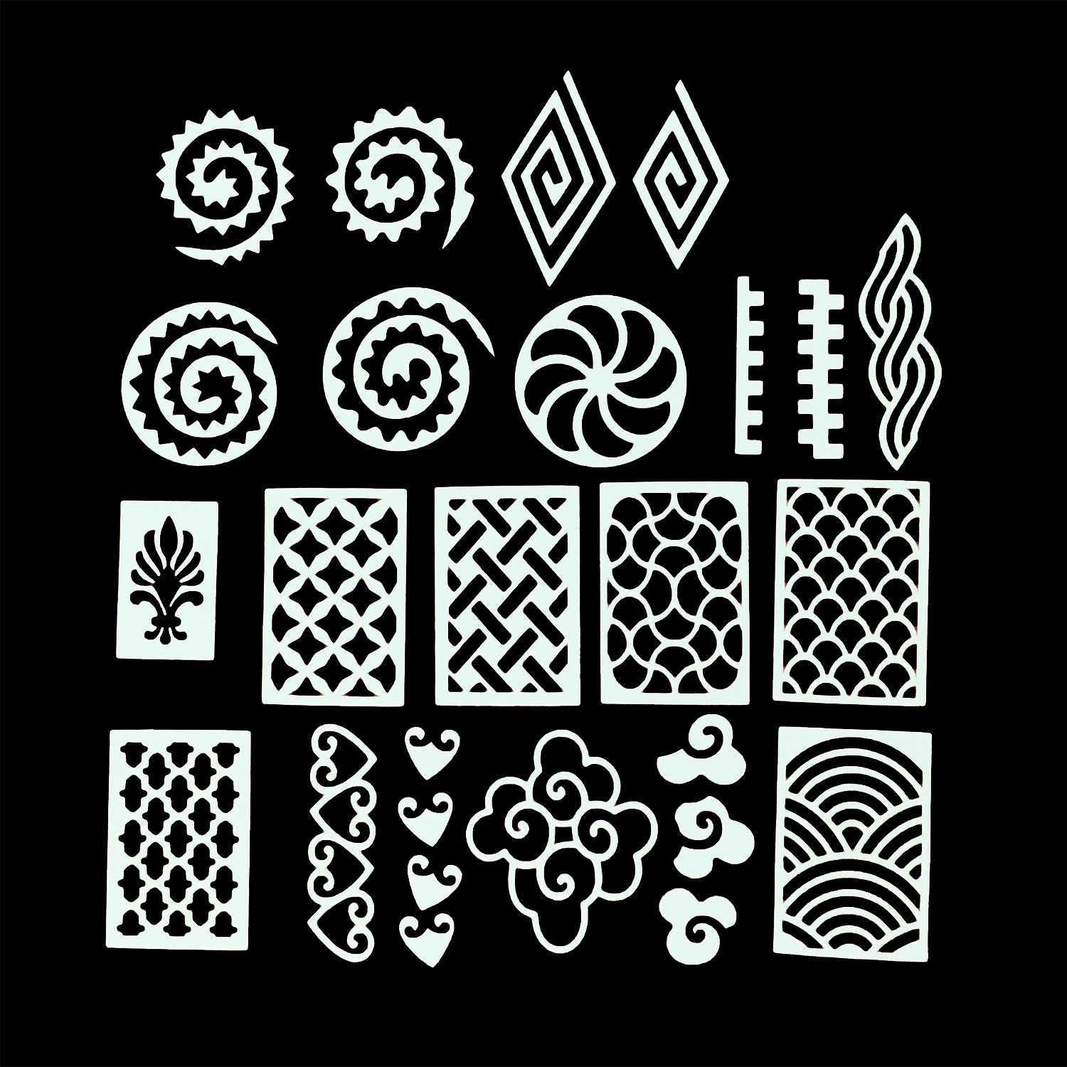 amazon com pueen vinyl nail stencil set 2 09 16 pack of 8 sheets super sized 4x6in nail art designs mermaid heart cloud diamond swirls a lot more fun nail
