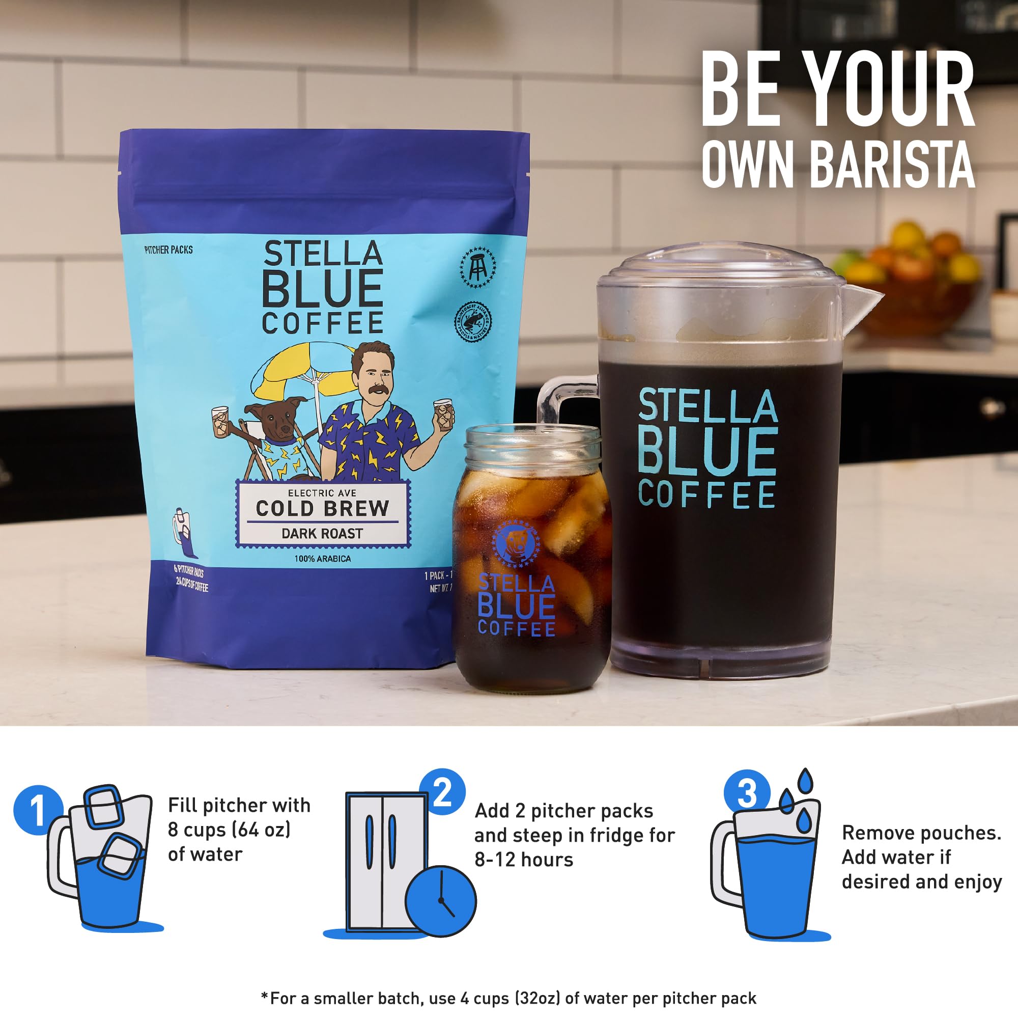 Stella Blue Cold Brew DarkRoast Electric Avenue Coffee - etyczne i zrównoważone pozyskiwane z Ameryki Środkowej - Pomaga wspierać PAWS Chicago
