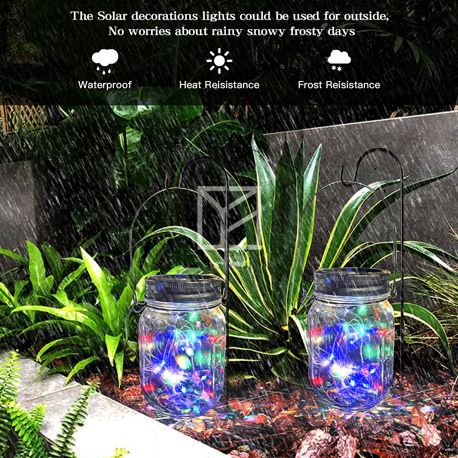 XVZ Lanterna solare per esterni, 4 pezzi, luci solari da giardino, impermeabile, lanterna solare, da appendere per terrazze, patio, balcone, tavolo, multicolore