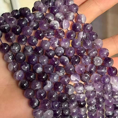 Miniatura 7 de MJDCB Cuentas de Amatista Natural de Ensueño Redondas de Piedra Cuentas Sueltas para Hacer Joyas 15" (8mm)
