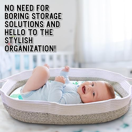 Miniatura 5 de Cesta completa para bebé y cesta de almacenamiento para todos los elementos esenciales de tu bebé, juego de 3 y más bolsas de 22 x 22 pulgadas,