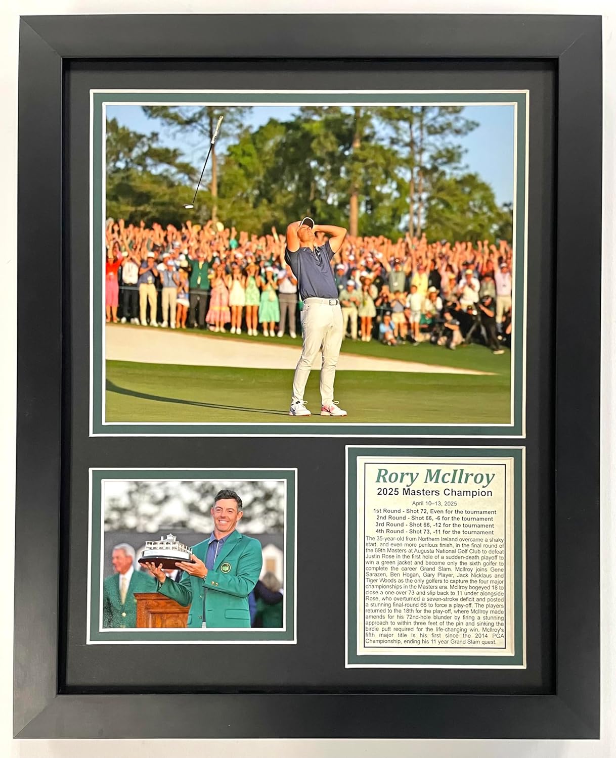 Rory McIlroy | 2025 Masters Winner | Career Grand Slam Winner | Collectible Golf Memorabilia | Framed Picture and Photo Collage Gifts | (2025 Masters Winner, 12"x15", Framed)