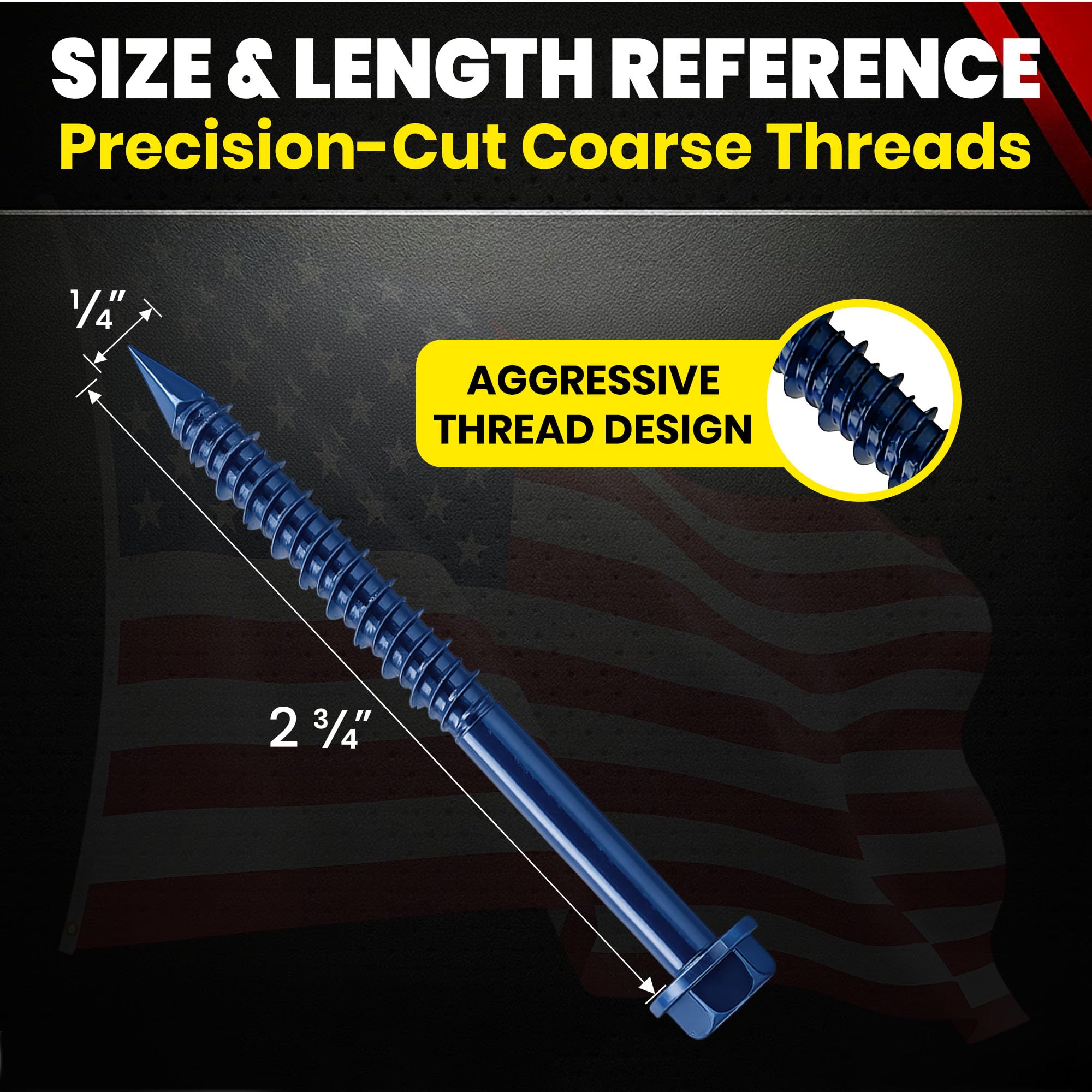 Chenango suministro 1/4 x 2 – 3/4 "Hex Head Concreto Tornillo de anclaje. 100 piezas con broca (1/4 x 2 – 3/4")