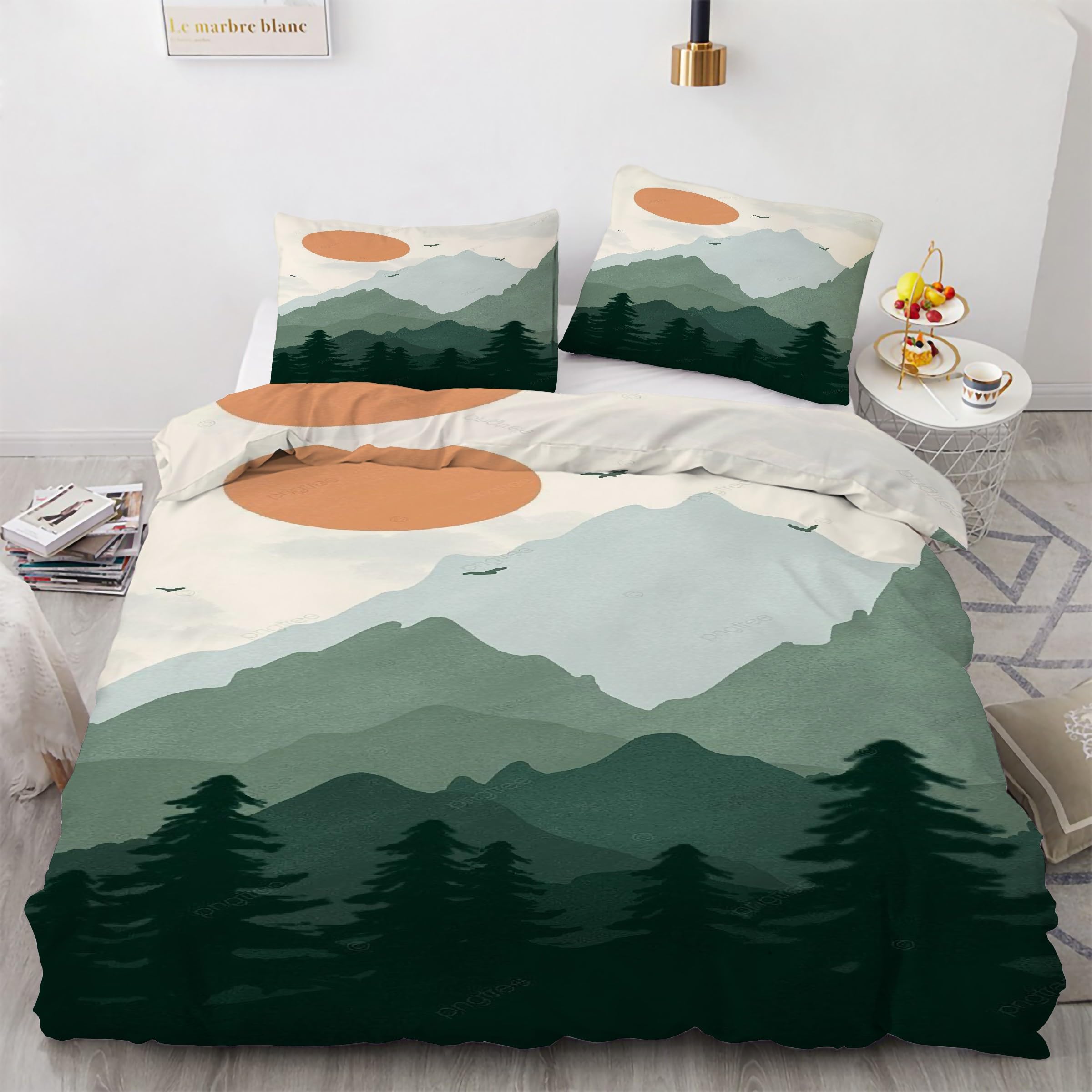 Housse couette microfibre douce 160x200 parure lit 3 pièces soleil