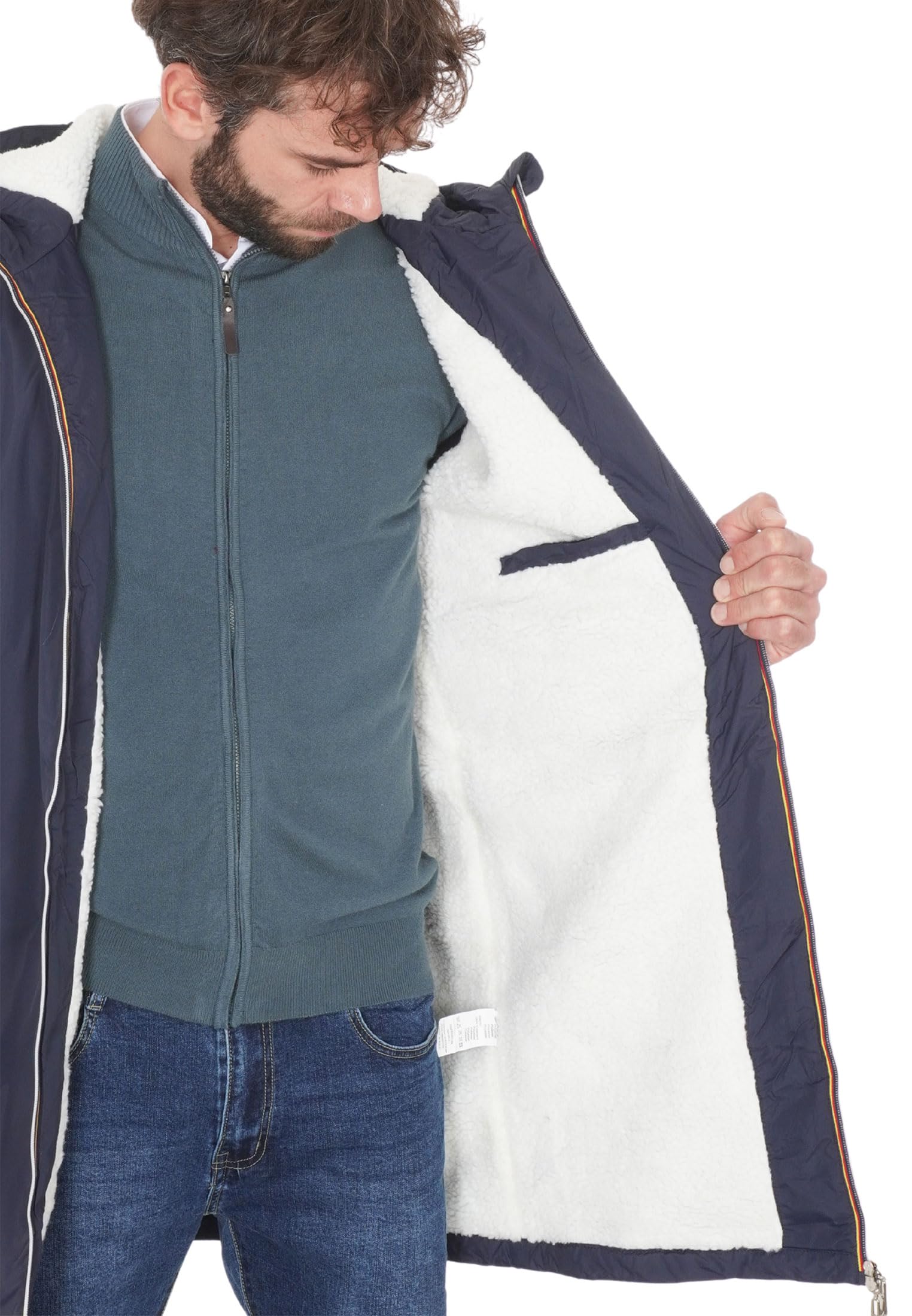 Ciabalù Parka Uomo Invernale con Cappuccio Imbottito con Pelliccia Sintetica Interna Giaccone Lungo Impermeabile Trench Slim Fit