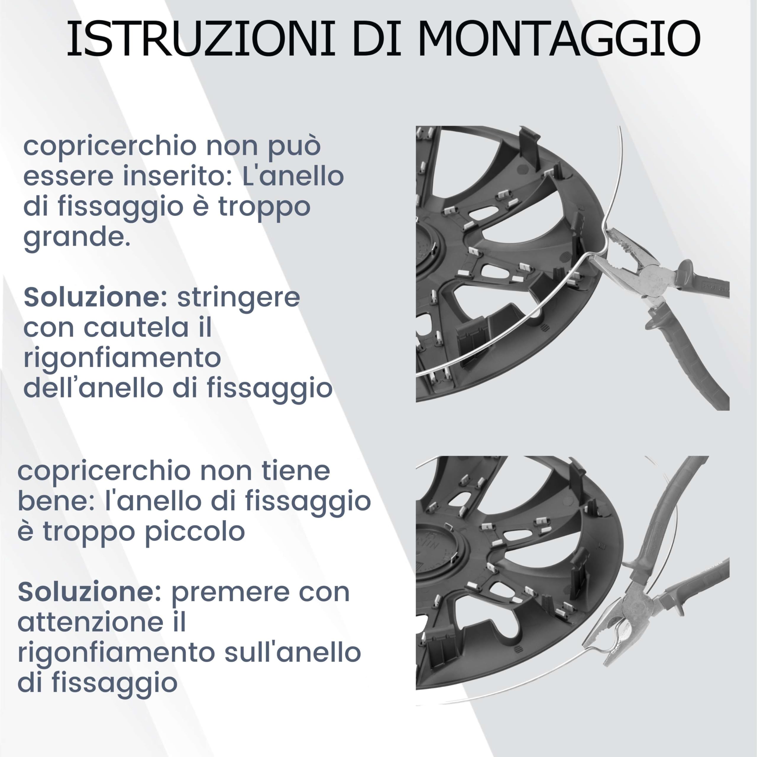 Copricerchi neri 16 pollici - Set da 4 copricerchi da 14-17 pollici - Copri cerchi pollici auto Neptun per quasi tutti i cerchioni in acciaio - Nero o argento