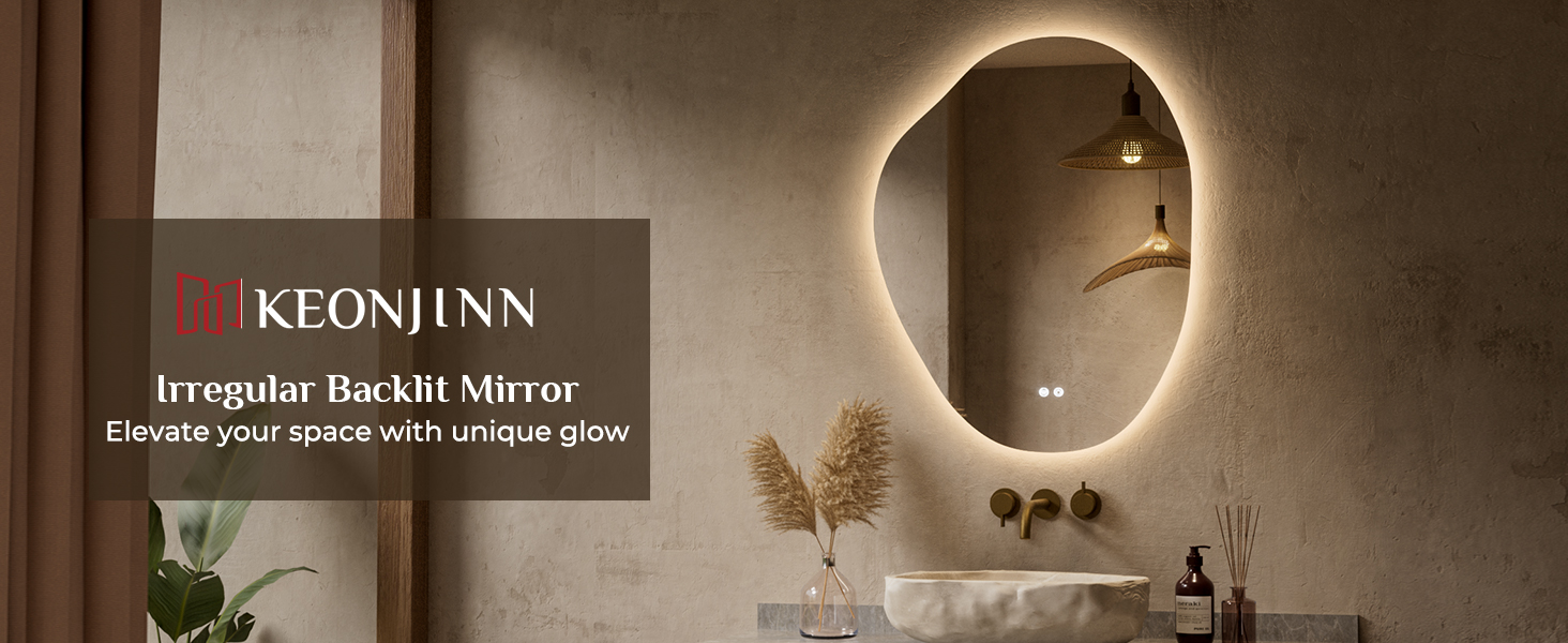 Amazon.com: Keonjinn 22 x 30 Inch Asymmetrical Backlit Bathroom