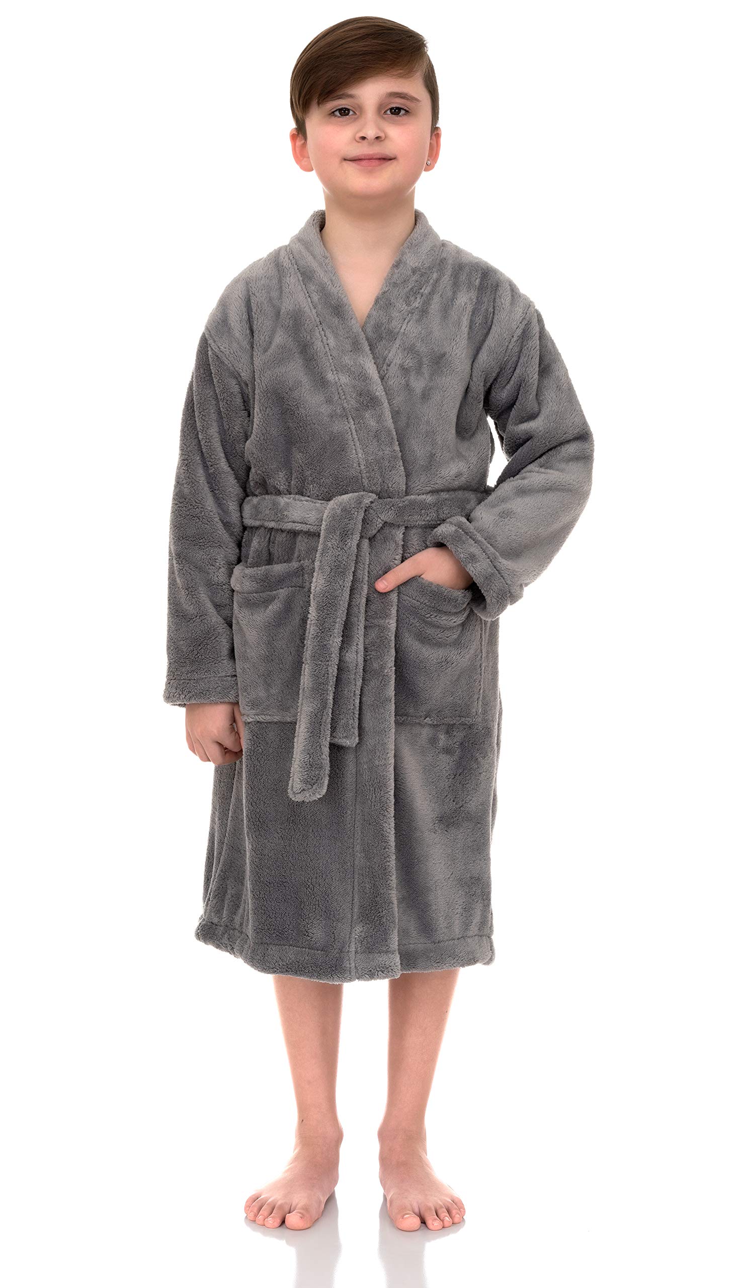 TowelSelections Boys Robe Kids Soft Plush Kimono Fleece Bathrobe
