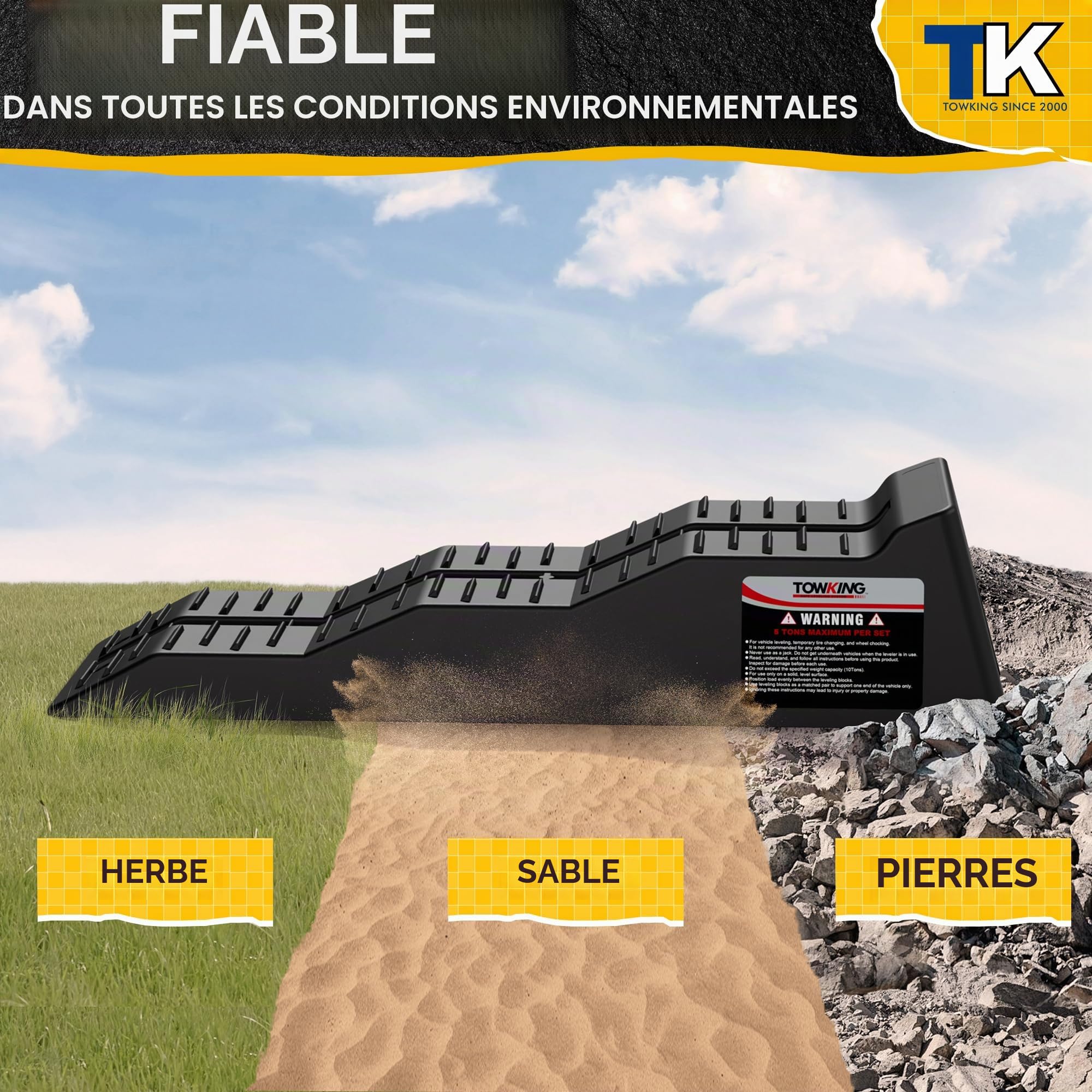 Cales cavalières pour camping-car - 2 PIÈCES/1 SET, La capacité de charge maximale est de jusqu'à 10 tonnes - Cales cavalières pour caravane, camping-car et remorque (Cales cavalières noires)'