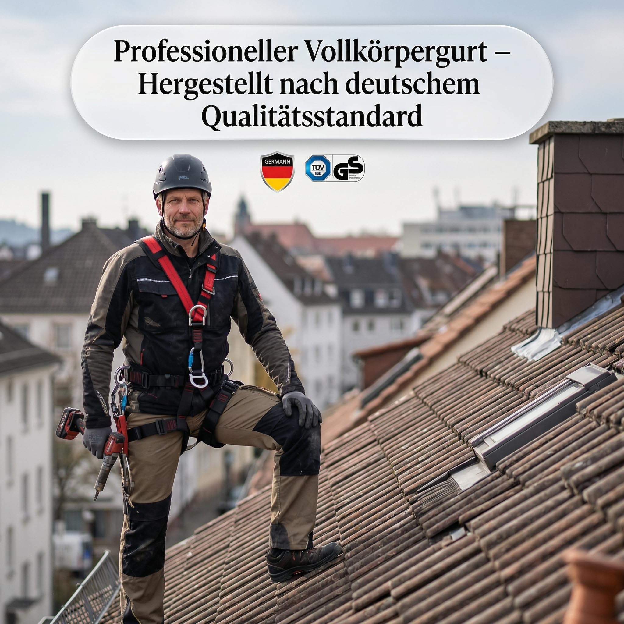 Magicbox Klettergurt Vollkörper mit Verdickter Lendenwirbelstütze – 150 kg Tragkraft Fallschutzgurt für Höhenarbeit, Dacharbeiten, Klettern und Baustelle, EN 361/358 Zertifiziert Absturzsicherungsgurt
