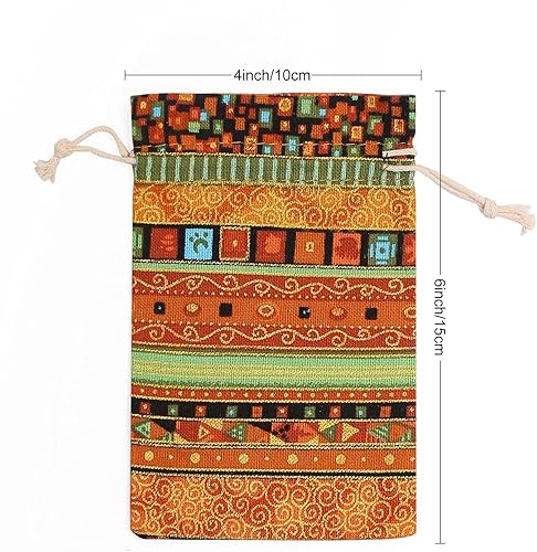Miniatura 2 de SumDirect Bolsa de arpillera de lino estilo étnico egipcio, 20 bolsas de regalo de 4 x 6 pulgadas con cordón, bolsas de algodón reutilizables para