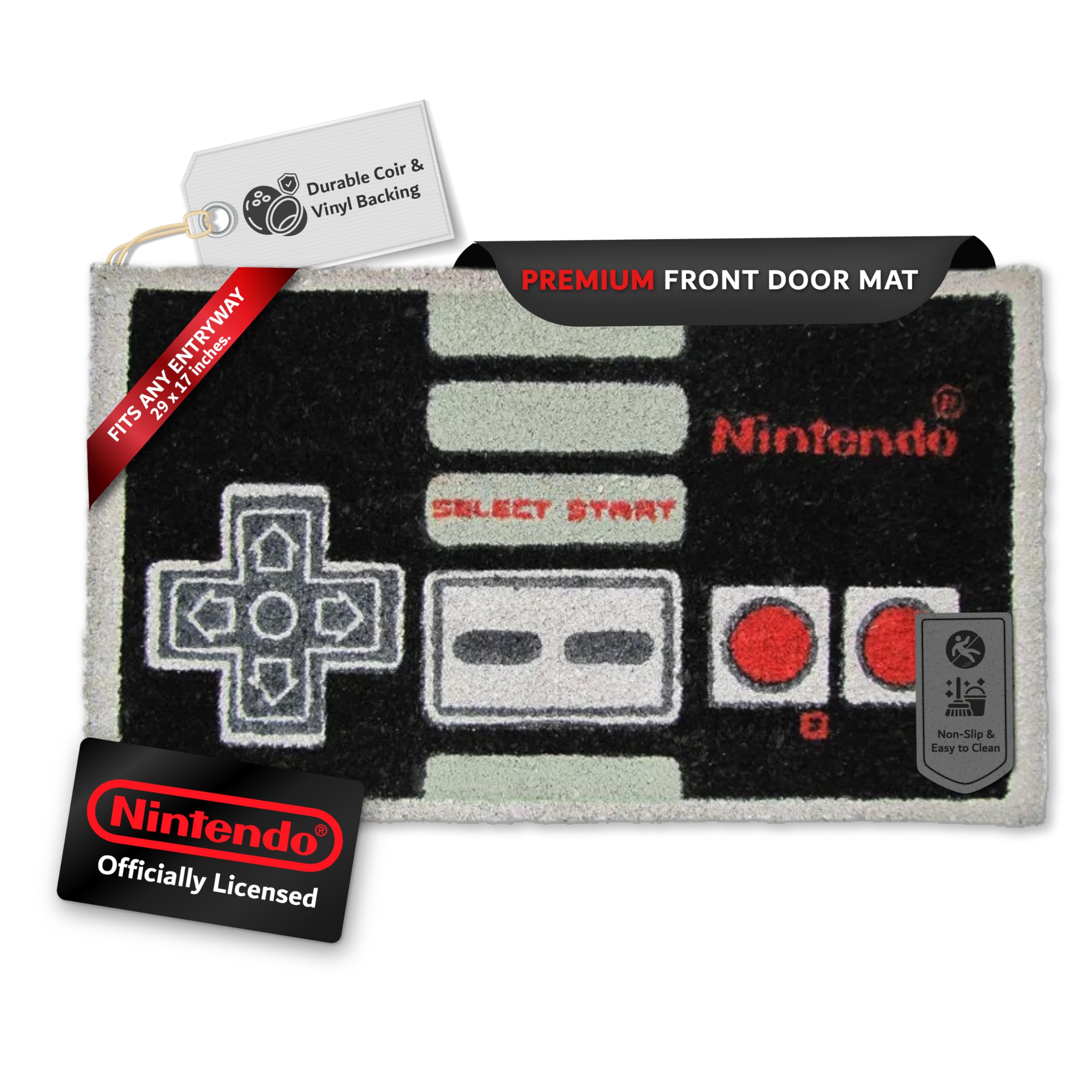 Pyramid America Nintendo Controller Rug - Retro Handheld Console Doormat 29" x 17" Gaming Rugs for Boys Bedroom Playroom, Entryway & Patio - Durable Retro Boy Gaming Console Mat