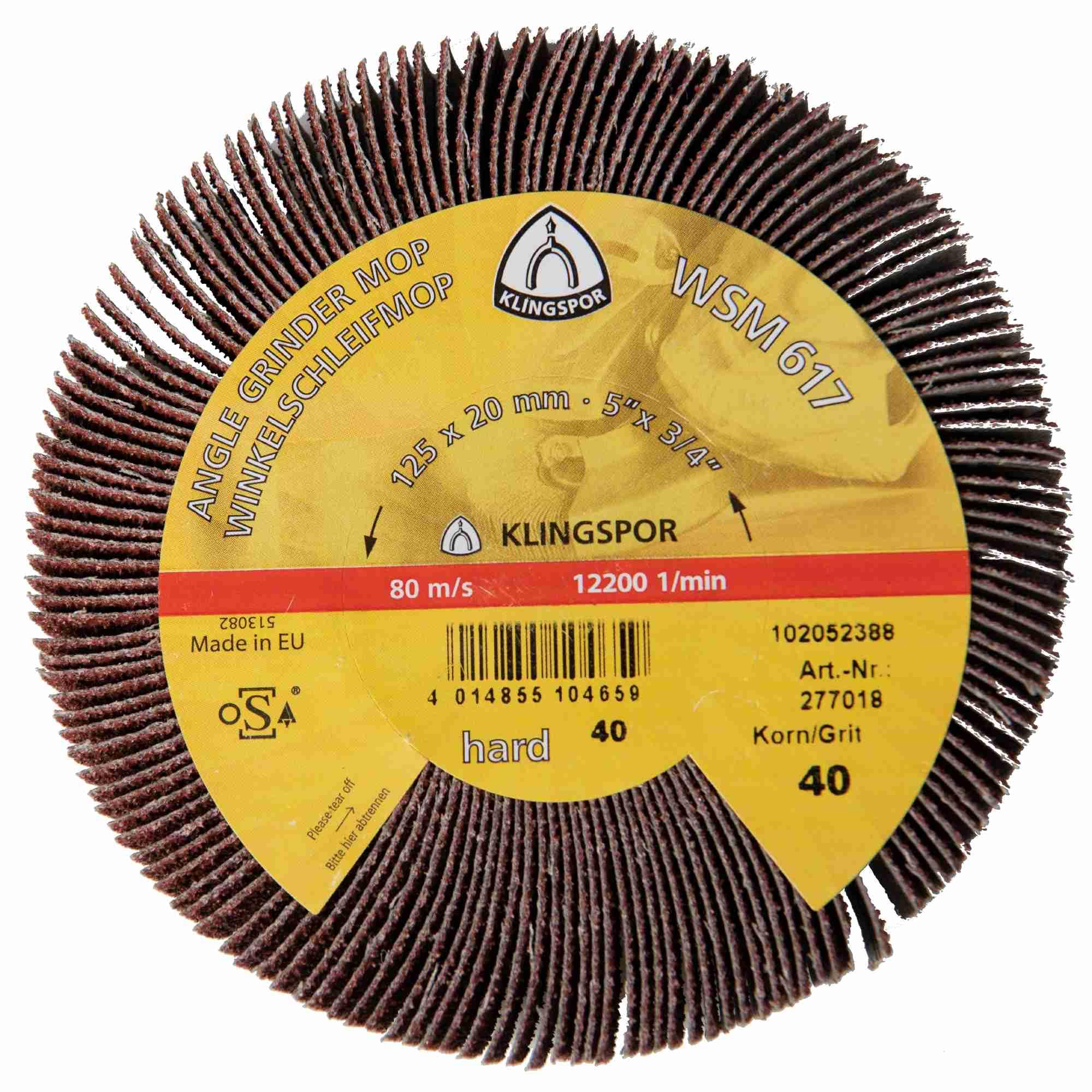 2 x Klingspor WSM 617 Schleifmopräder LS 309 X, 115 x 20 mm Korn 60 Gewinde M 14 Art.: 277015