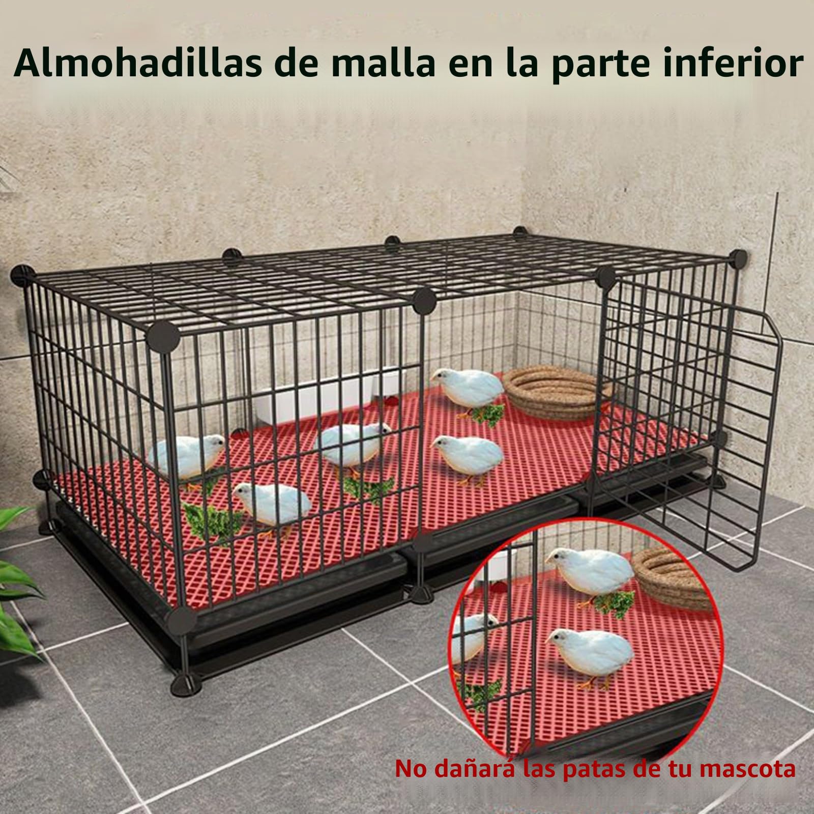 Jaula para Aves de Corral, Gallinero Interior con Bandeja Extraíble para Limpieza Fácil (75 x 39 x 49 cm)