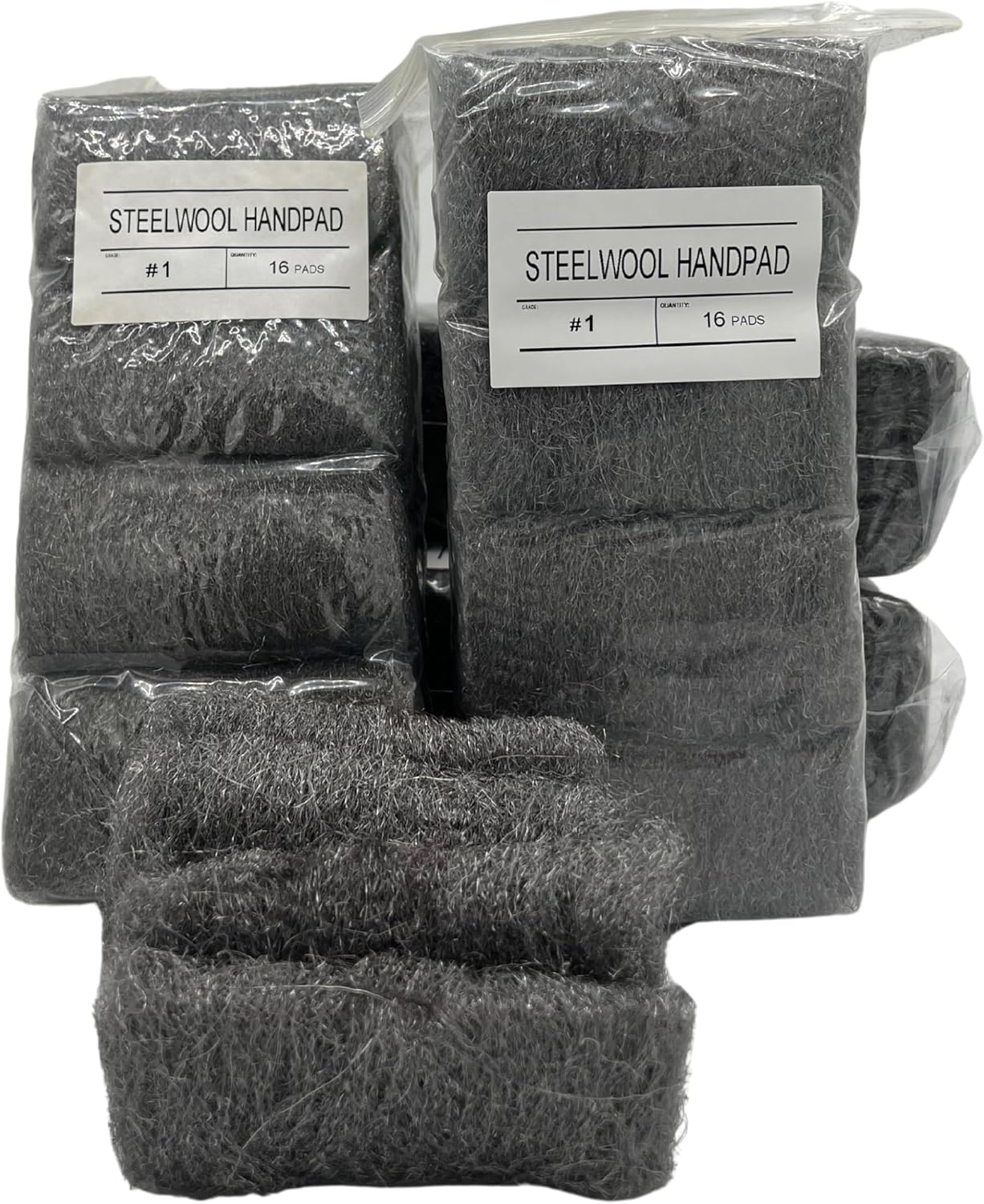 STONE-GLO Steel Wool Hand Pads - Durable, Surface-Safe & Scratch-Free Cleaning Supplies for Professional and General Use in Stripping, Cleaning, Finishing, and Polishing Grade #1 (12 x 16 pcs Pads)