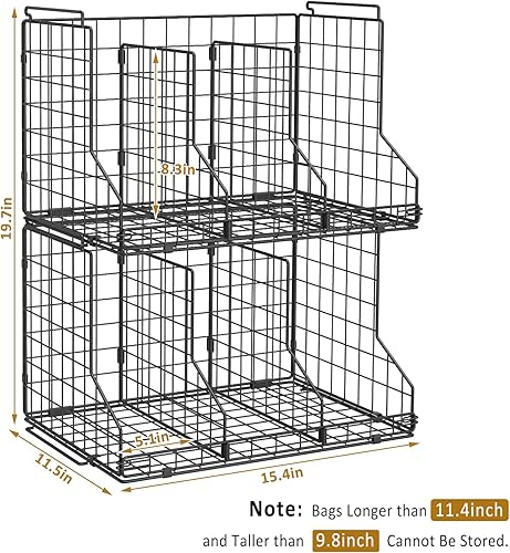 Miniatura 2 de Organizador de almacenamiento de bolsos para armario organizador de bolsos divisores ajustables, cestas de almacenamiento apilables de alambre,