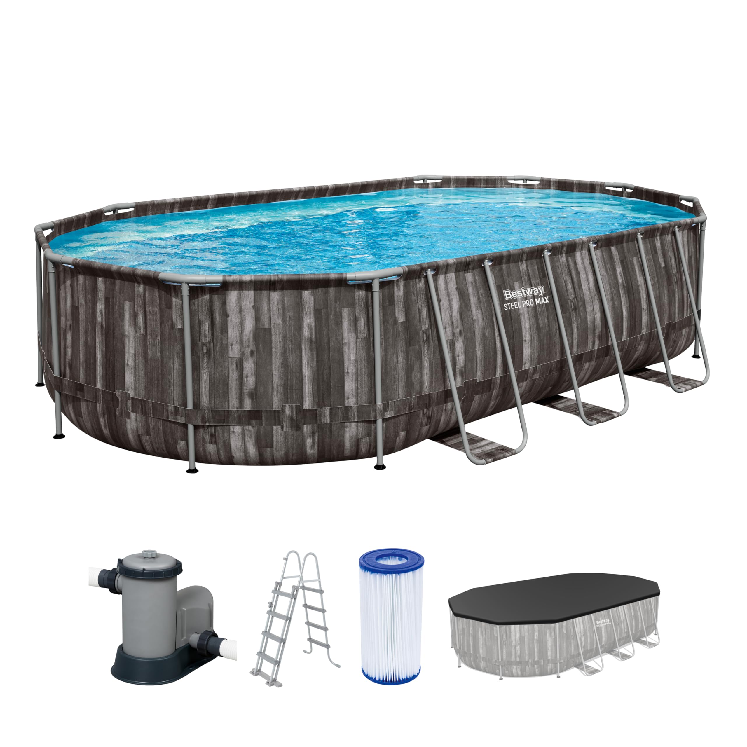 Bestway Juego de Piscina Ovalada de 20' x 12' x 48"/6.10 MX 3.66 MX 1.22 m
